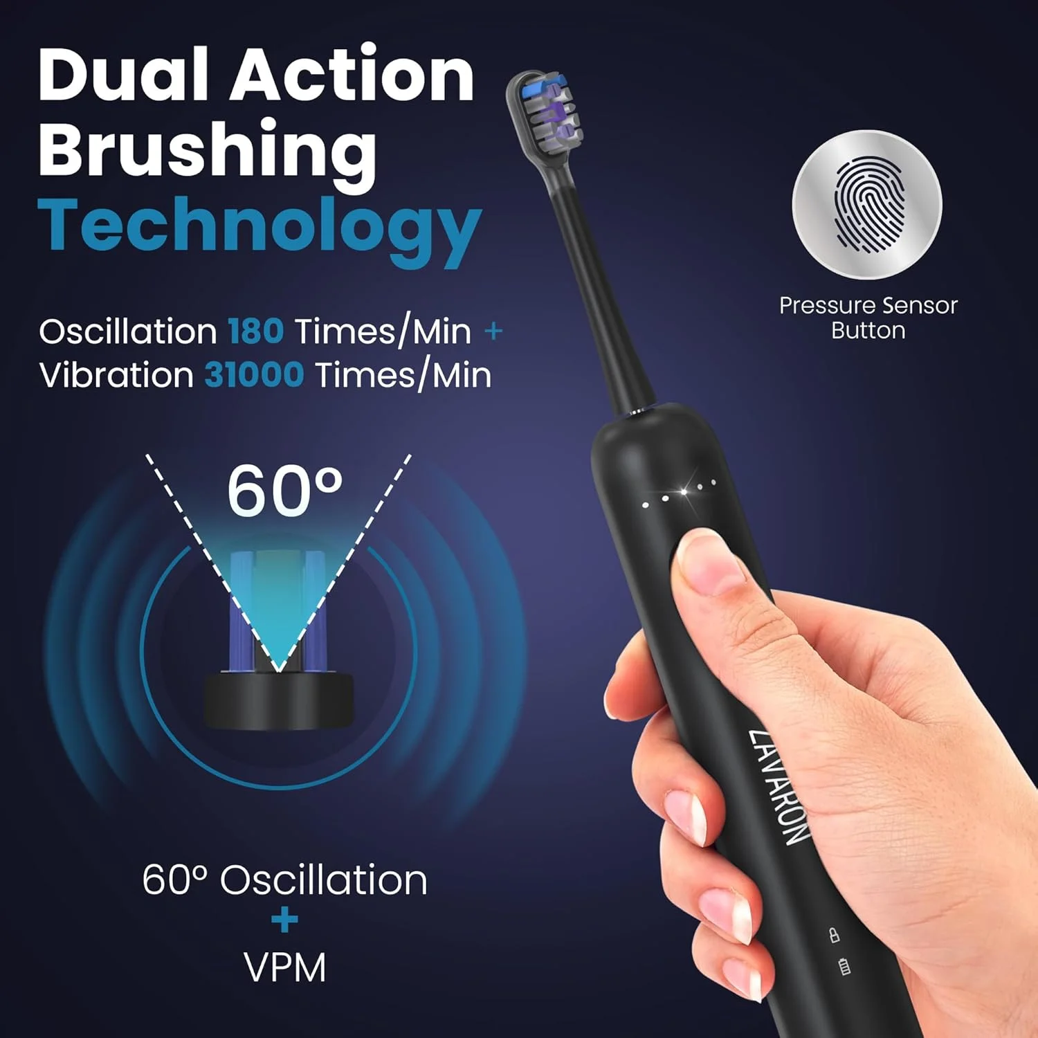 مسواک برقی سونیک برای بزرگسالان - مسواک شارژی با 31000 VPM و 180 نوسان در دقیقه، 5 حالت، حالت پرواز، 6 سر برس، کیف مسافرتی، شارژر پایه بی سیم، ضد آب IPX7 مسواک برقی سونیک برای بزرگسالان - مسواک شارژی با 31000 VPM و 180 نوسان در دقیقه، 5 حالت، حالت پرواز، 6 سر برس، کیف مسافرتی، شارژر پایه بی سیم، ضد آب IPX7
