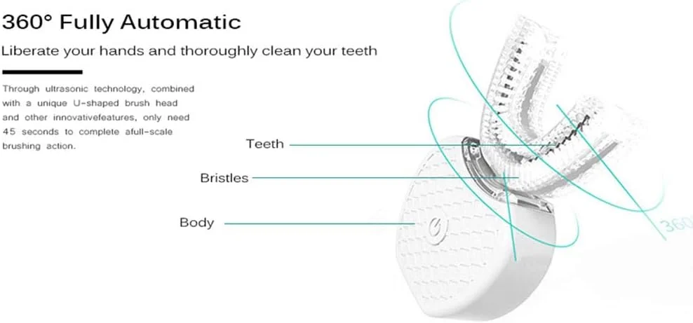 مسواک اولتراسونیک ALEOHALTER، مسواک برقی اتوماتیک 360 درجه، مسواک برقی تنبل اولتراسونیک، برس سفید کننده دندان U شکل برای بزرگسالان، نور LED و شارژ بی سیم (مشکی) مسواک اولتراسونیک ALEOHALTER، مسواک برقی اتوماتیک 360 درجه، مسواک برقی تنبل اولتراسونیک، برس سفید کننده دندان U شکل برای بزرگسالان، نور LED و شارژ بی سیم (مشکی)