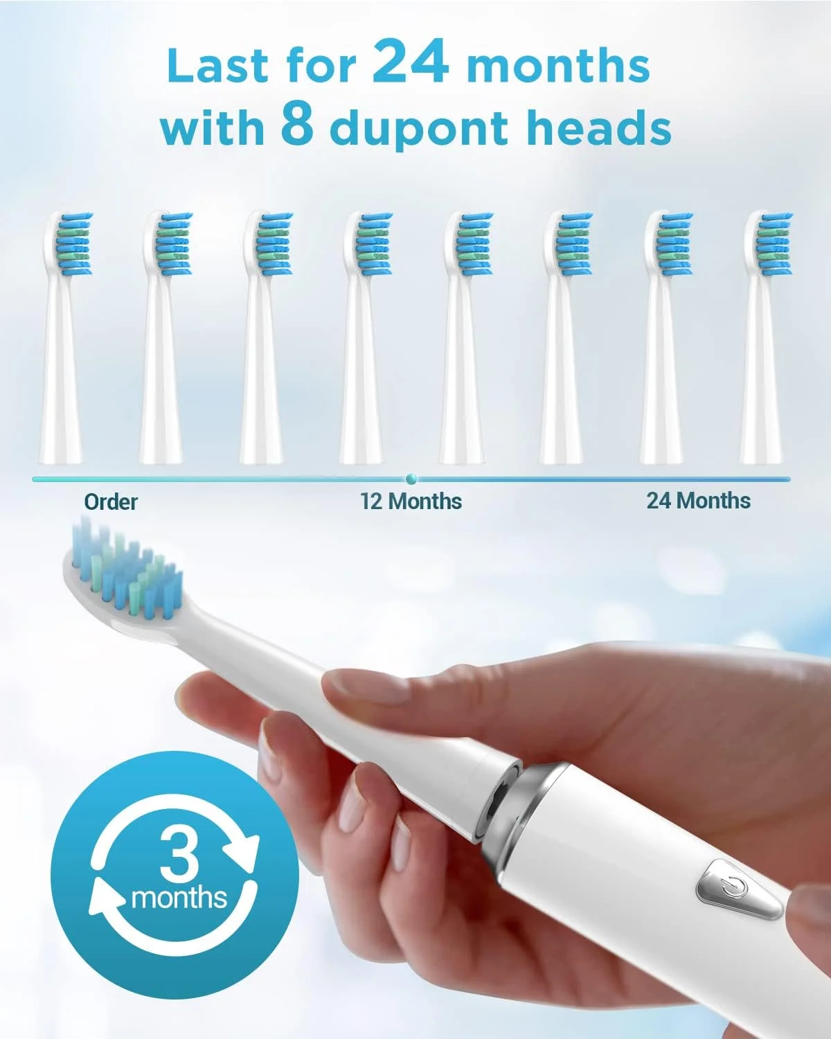 مسواک برقی COULAX برای بزرگسالان و کودکان - مسواک شارژی با 8 سری مسواک، 5 حالت تمیز کردن