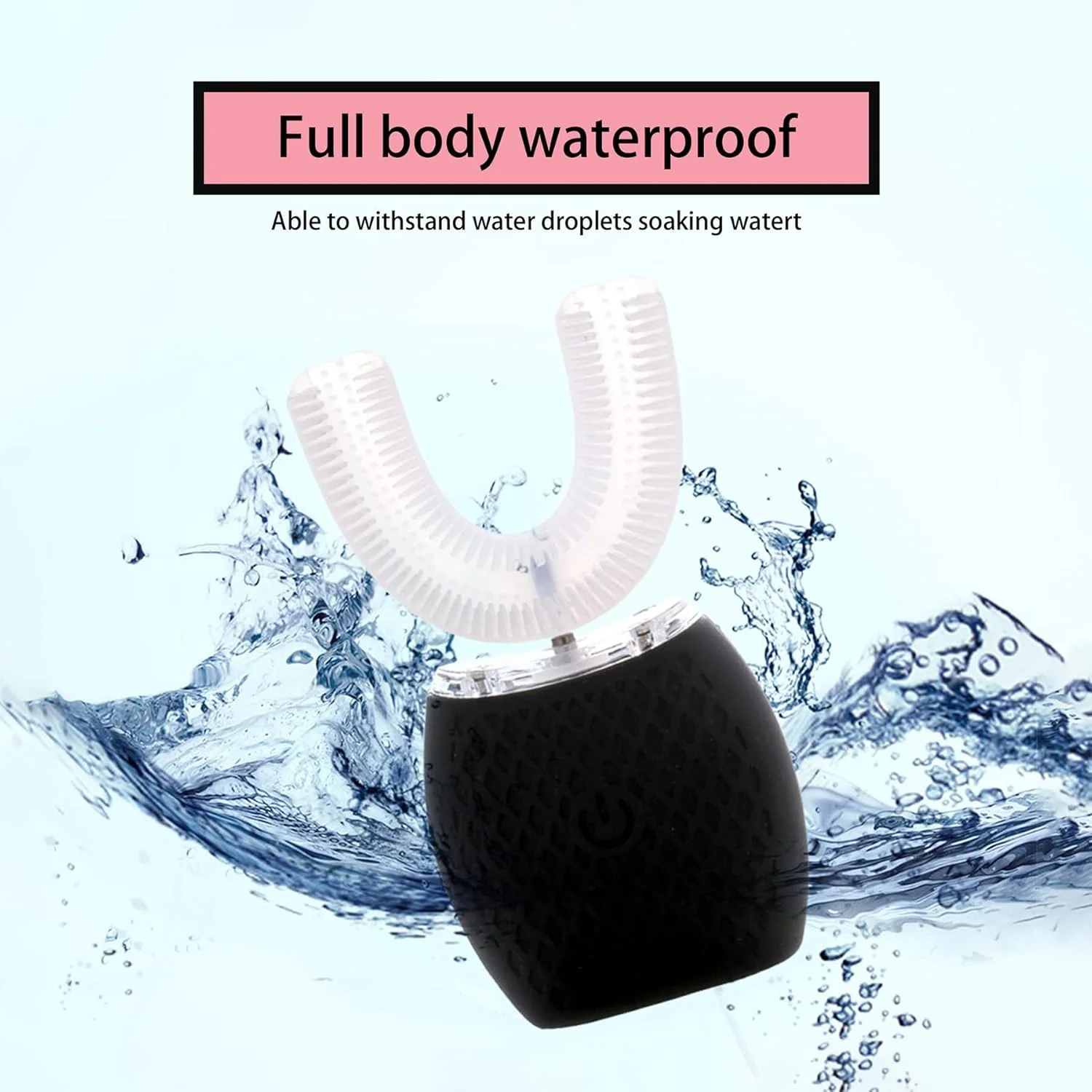 مسواک اولتراسونیک برای بزرگسالان - مسواک برقی اتوماتیک با برس نرم و تایمر 30 ثانیه ای، طراحی قابل حمل شارژی با شارژ بی سیم، ضد آب و قابل شستشو برای مسافرت و استفاده در منزل (مشکی)