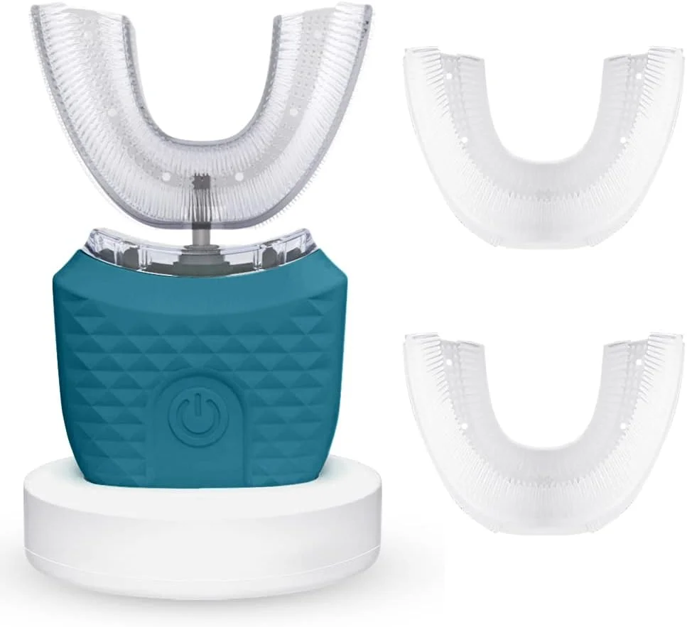 مسواک اولتراسونیک، مسواک اتوماتیک 360 درجه U شکل، مسواک برقی ضد آب IPX7 برای سفید کردن دندان ها، مسواک صوتی با شارژ بی سیم و 2 سری جایگزین (سبز ارتشی)