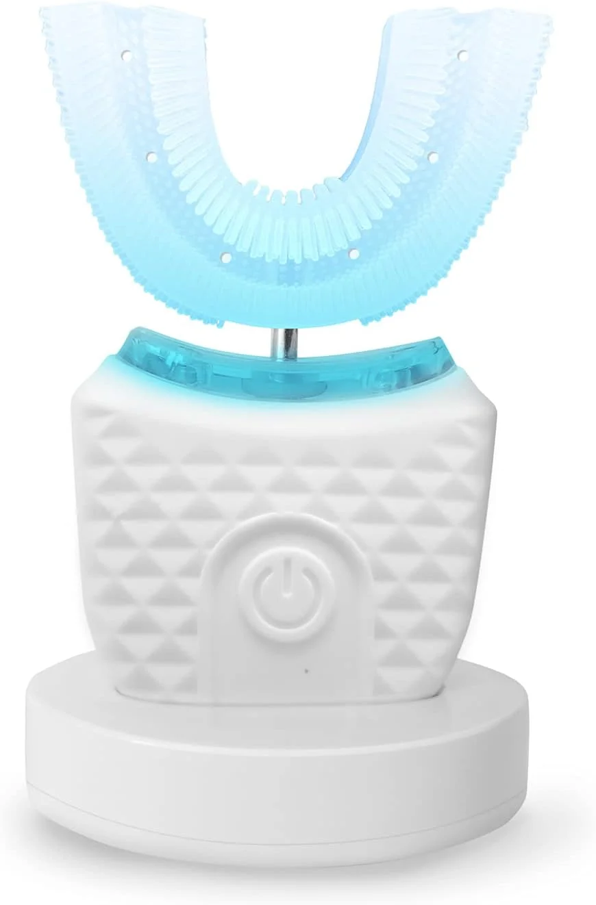 مسواک برقی U شکل، مسواک ماساژ سفید کننده اتوماتیک التراسونیک برای بزرگسالان و سالمندان با 3 حالت تمیز کردن (رنگ: سفید)