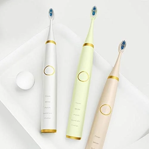 مسواک برقی با برس نرم سه بعدی، 5 حالت سفید کننده و تمیز کننده، ضد آب، با باتری یا شارژ USB برای مراقبت از دندان (رنگ: سفید، اندازه: باتری)