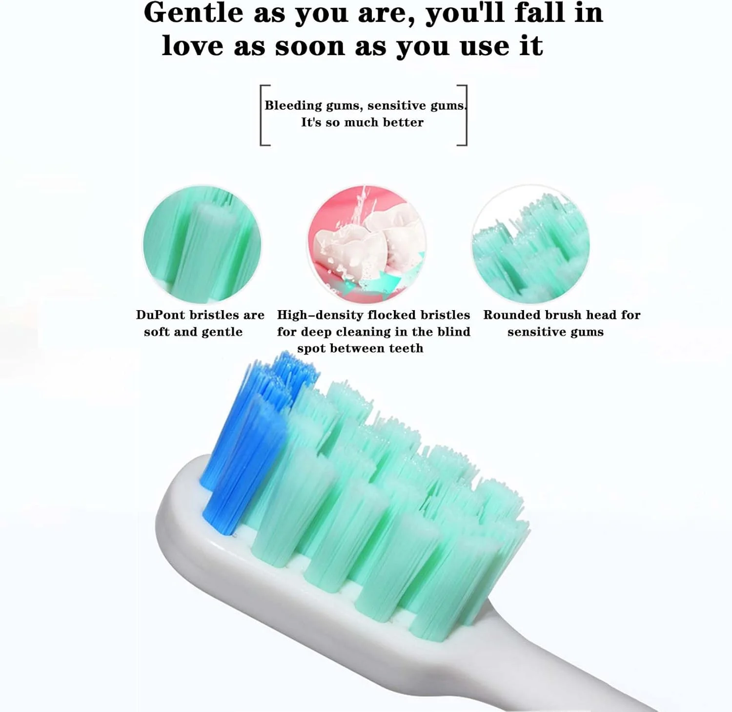 مسواک برقی سونیک، 5 حالت، قابل شارژ، تایمر 2 دقیقه ای، عمر طولانی 30 روزه، با 4 سر برس قابل تعویض (آبی)