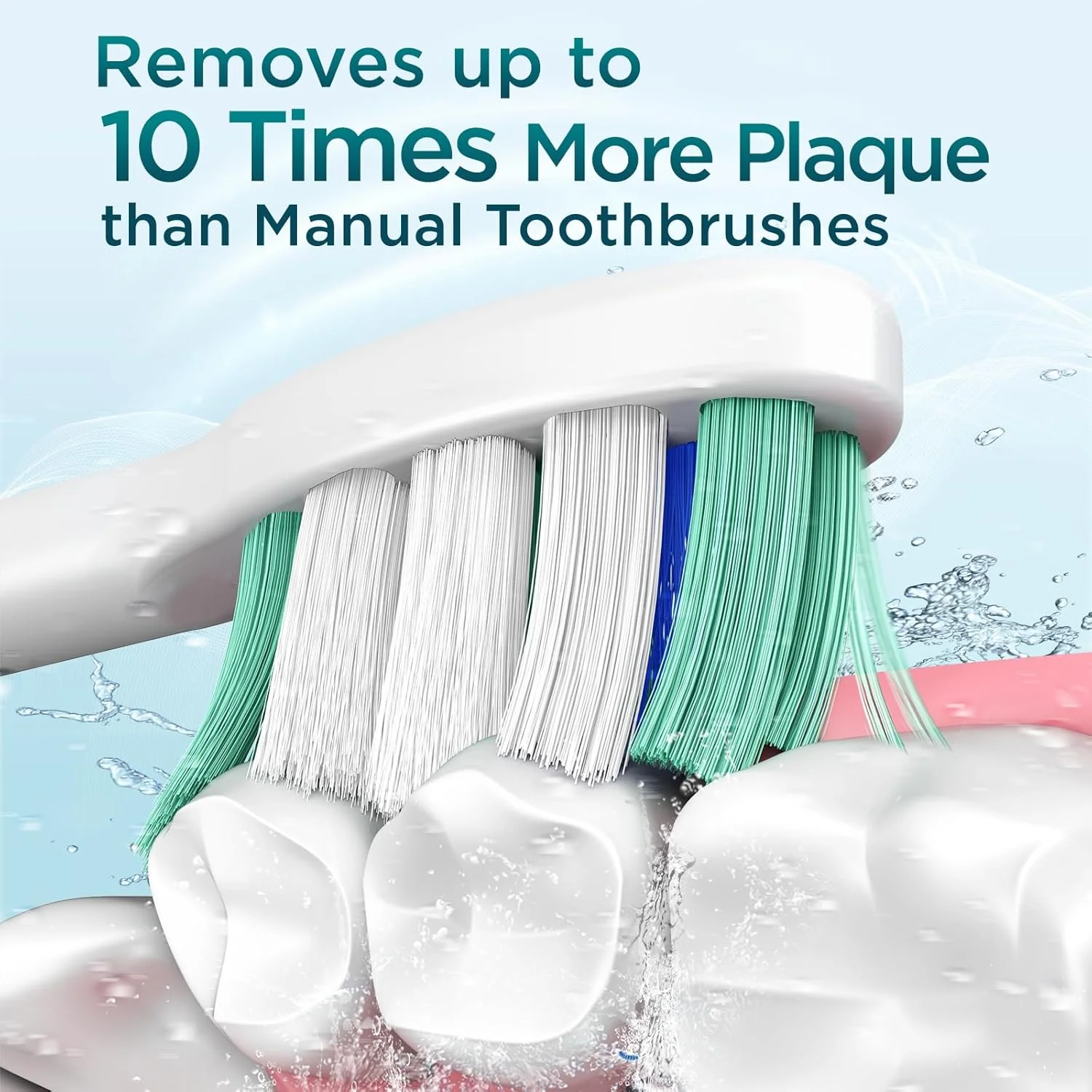 مسواک برقی، مسواک صوتی برای بزرگسالان و کودکان، مسواک برقی با 5 حالت، کیف مسافرتی، 40000 وی‌پی‌ام و 8 سری مسواک، 60 روز عمر باتری، تایمر (سفید گرم)