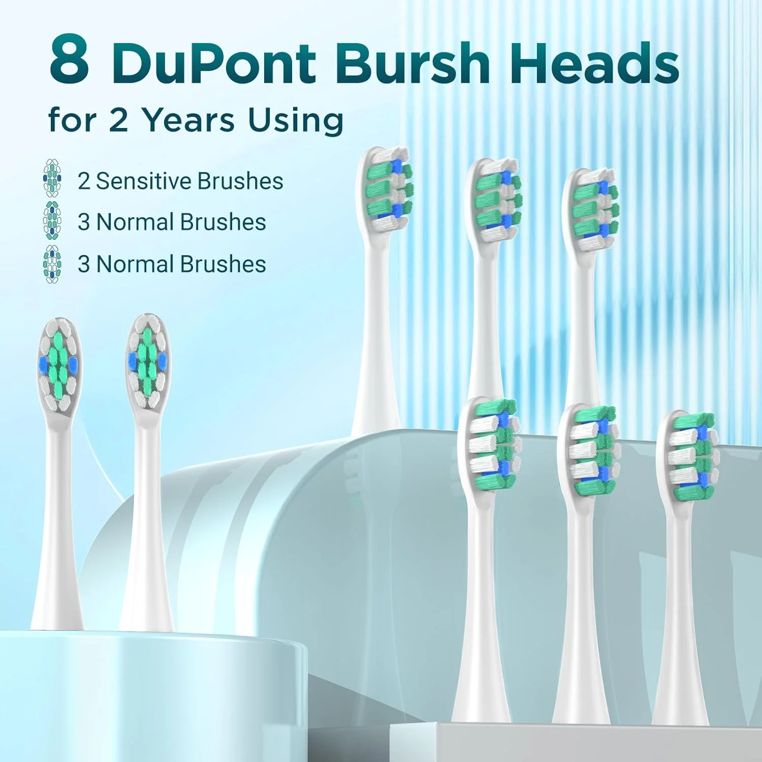 مسواک برقی، مسواک صوتی برای بزرگسالان و کودکان، مسواک برقی با 5 حالت، کیف مسافرتی، 40000 وی‌پی‌ام و 8 سری مسواک، 60 روز عمر باتری، تایمر (سفید گرم)