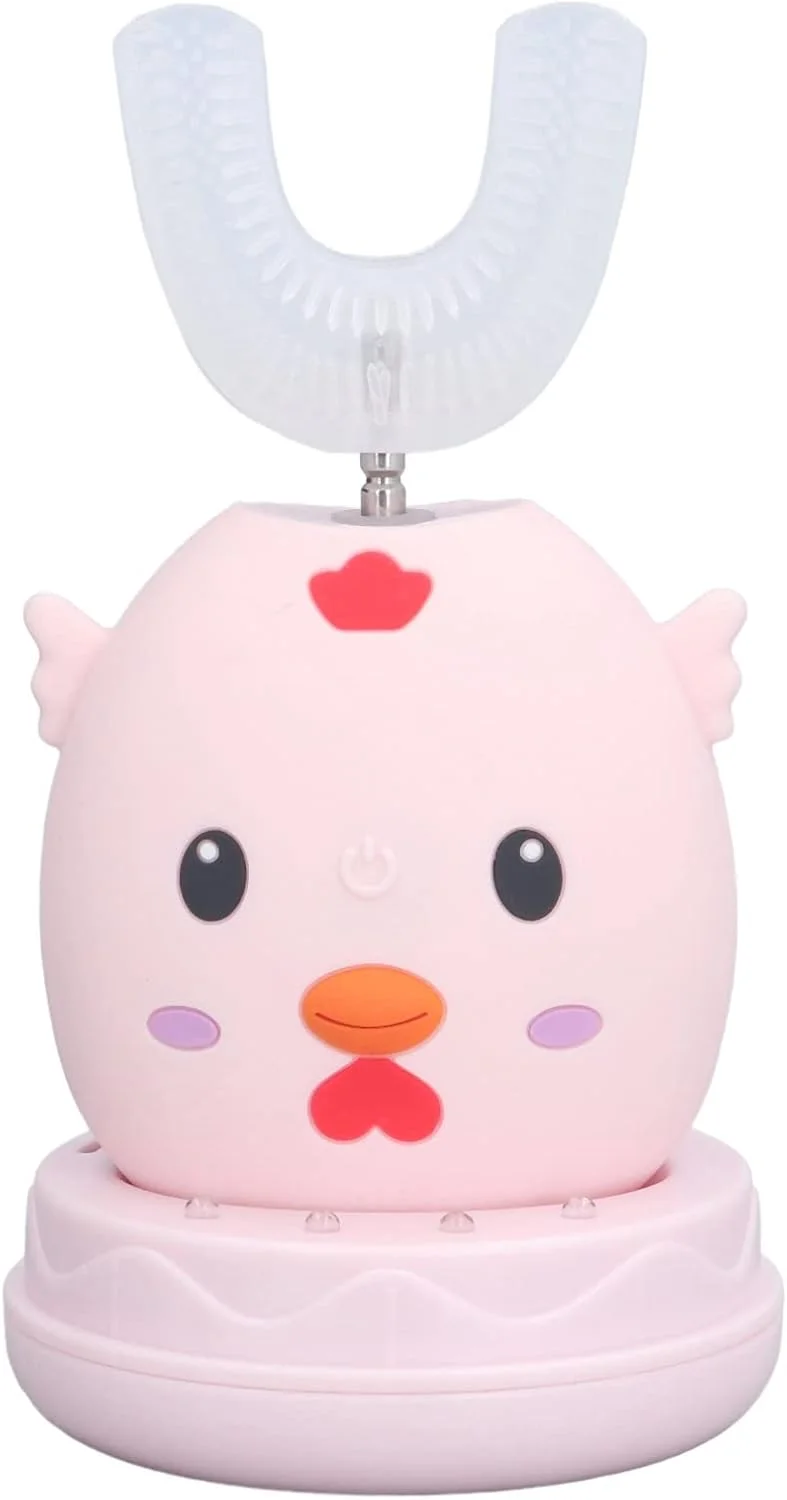 مسواک برقی کودکانه، مسواک U شکل، مسواک های سیلیکونی التراسونیک اتوماتیک با طرح کارتونی با تایمر 50 ثانیه ای و 3 حالت برای کودکان نوپا، تمیز کردن 360 درجه دهان (کودک)