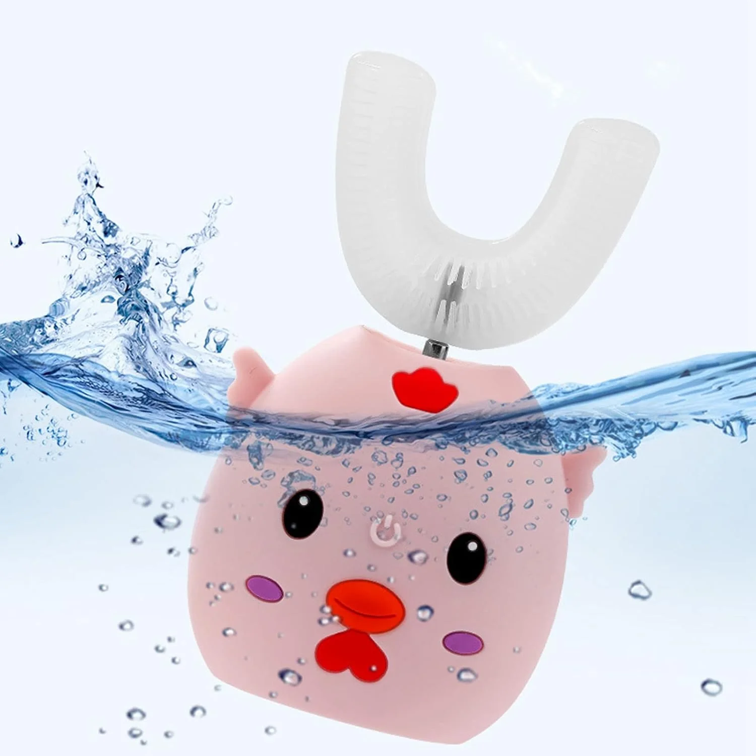 مسواک برقی کودکانه، مسواک U شکل، مسواک های سیلیکونی التراسونیک اتوماتیک با طرح کارتونی با تایمر 50 ثانیه ای و 3 حالت برای کودکان نوپا، تمیز کردن 360 درجه دهان (کودک)