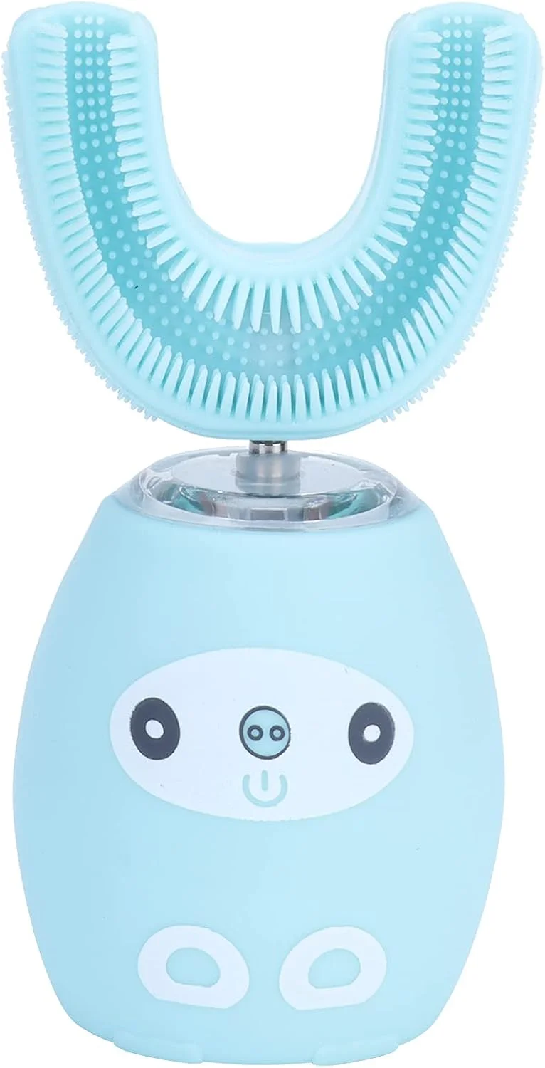 مسواک برقی اولتراسونیک FEIP، مسواک اتوماتیک پلاستیکی قابل شارژ USB با IPX7، قابل حمل و تنظیم، تمیز کننده و سفید کننده با تایمر هوشمند (آبی 8-15 سال)