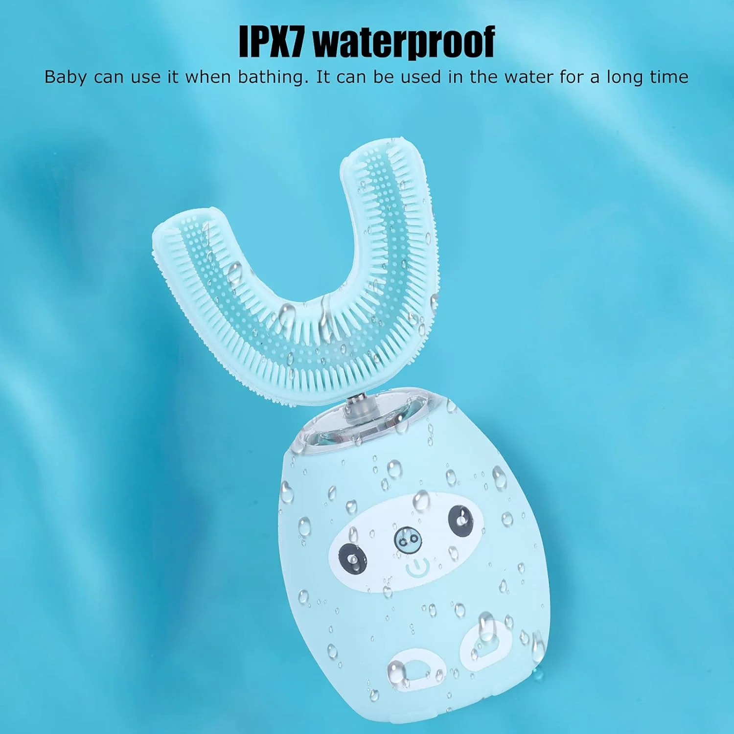 مسواک برقی اولتراسونیک FEIP، مسواک اتوماتیک پلاستیکی قابل شارژ USB با IPX7، قابل حمل و تنظیم، تمیز کننده و سفید کننده با تایمر هوشمند (آبی 8-15 سال)