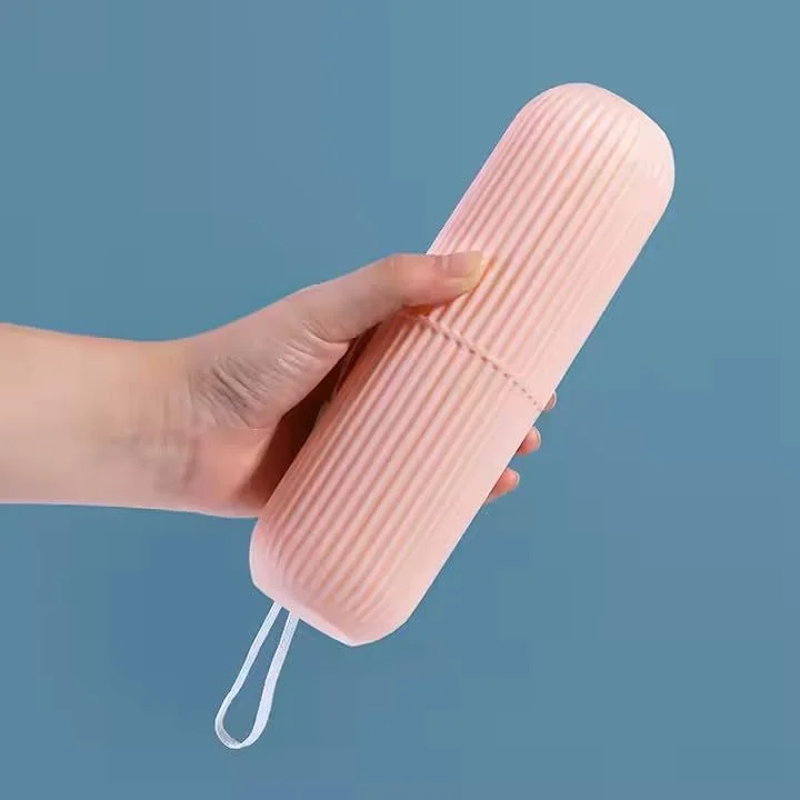 جا مسواکی سفری قابل حمل، محفظه نگهداری با طراحی راه راه به همراه بند، 3 رنگ موجود، 3 عددی