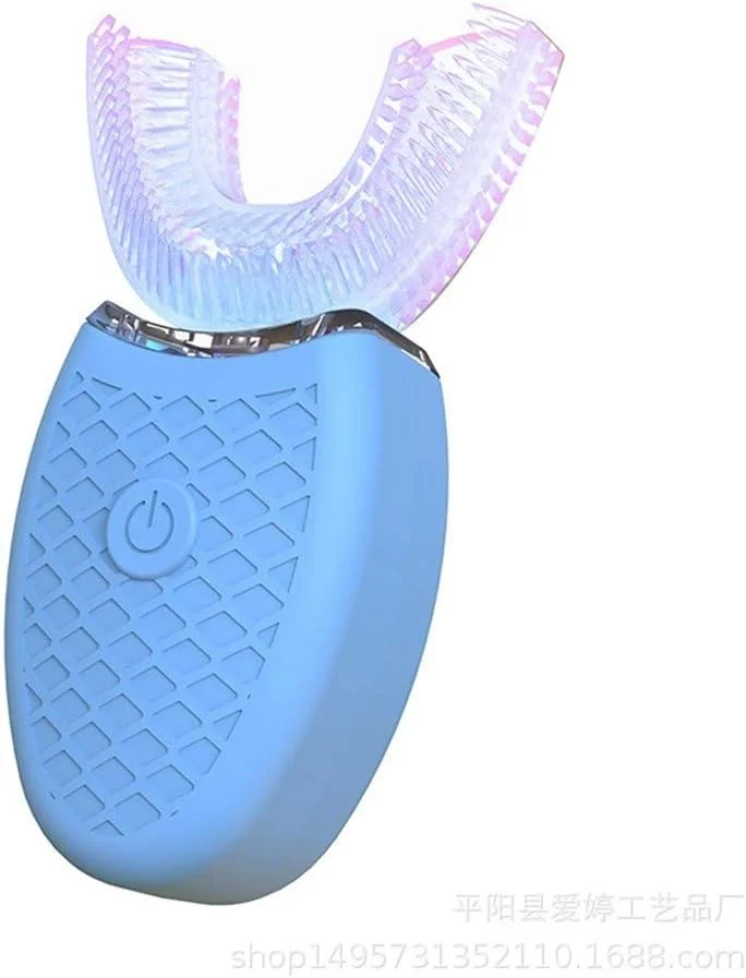 مسواک برقی اتوماتیک U شکل، سفید کننده صوتی، ضد آب، سیلیکونی، مناسب ارتودنسی، ابزار زیبایی التراسونیک تنبل (رنگ: آبی، سایز: 8-15 سال)