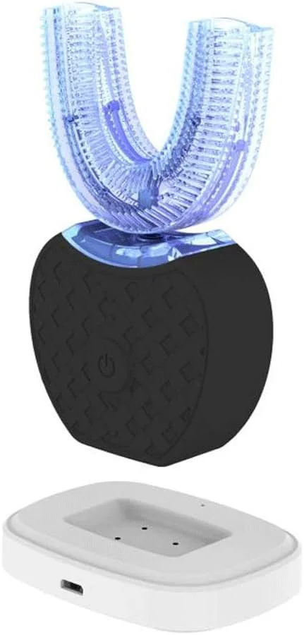 مسواک برقی اولتراسونیک 360 درجه تمیز کننده دندان برای بزرگسالان، قابل شارژ، قابل حمل، دارای نور LED محافظ لثه IPX7 (رنگ: A)