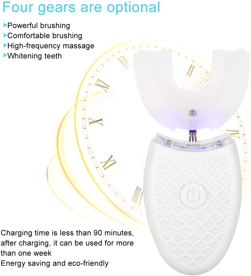 مسواک U شکل، مسواک برقی صوتی برای بزرگسالان، مسواک تمیز کننده اتوماتیک، مسواک تمیز کننده دندان با شارژ بی سیم، دستگاه سفید کننده دندان با نور سرد، ابزار مراقبت از دهان برای مسافرت و منزل (سفید) مسواک U شکل، مسواک برقی صوتی برای بزرگسالان، مسواک تمیز کننده اتوماتیک، مسواک تمیز کننده دندان با شارژ بی سیم، دستگاه سفید کننده دندان با نور سرد، ابزار مراقبت از دهان برای مسافرت و منزل (سفید)