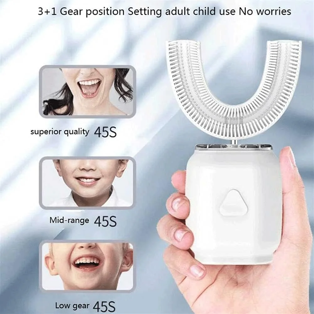 مسواک اولتراسونیک اتوماتیک UOOD، مسواک برقی اولتراسونیک و کیت سفید کننده دندان، مسواک قابل شستشو، مناسب سفر و منزل، استفاده دوگانه و حمل آسان (رنگ: سفید)