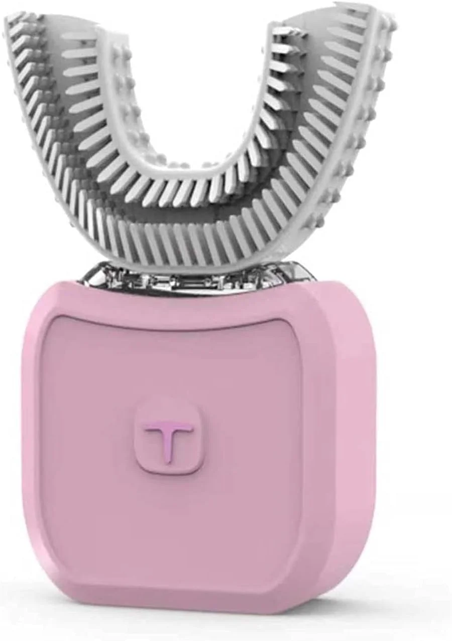 مسواک اولتراسونیک UOOD، مسواک اتوماتیک 360 درجه، کیت سفید کننده دندان با مسواک برقی سونیک، سفید کننده دندان با قابلیت حمل آسان (رنگ: صورتی)