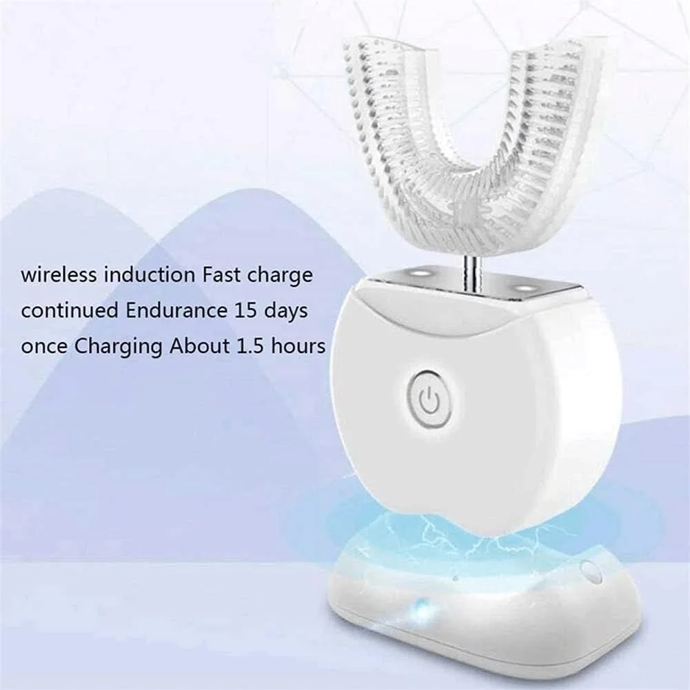 مسواک اولتراسونیک، مسواک اتوماتیک 360 درجه، کیت سفید کننده دندان مسواک برقی سونیک، مسواک برقی مشکی سفید کننده دندان، حمل آسان (رنگ: سفید)