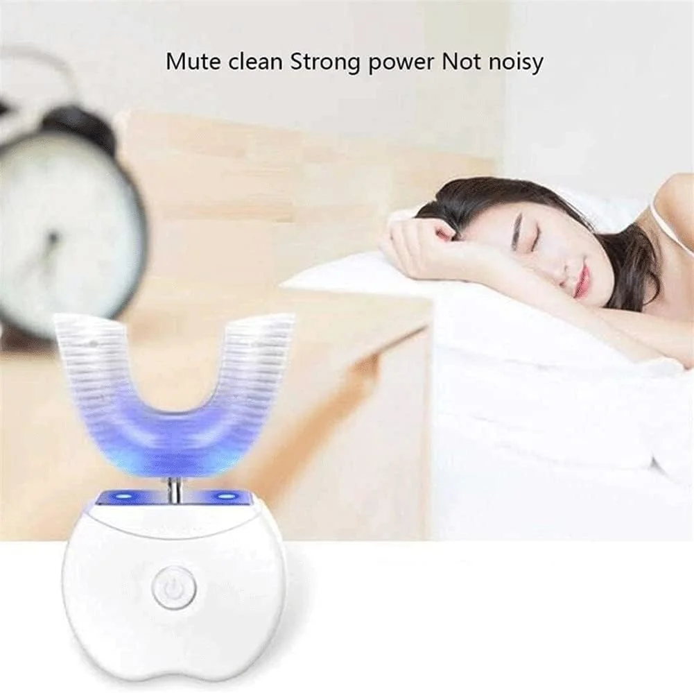 مسواک اولتراسونیک، مسواک اتوماتیک 360 درجه، کیت سفید کننده دندان مسواک برقی سونیک، مسواک برقی مشکی سفید کننده دندان، حمل آسان (رنگ: سفید)