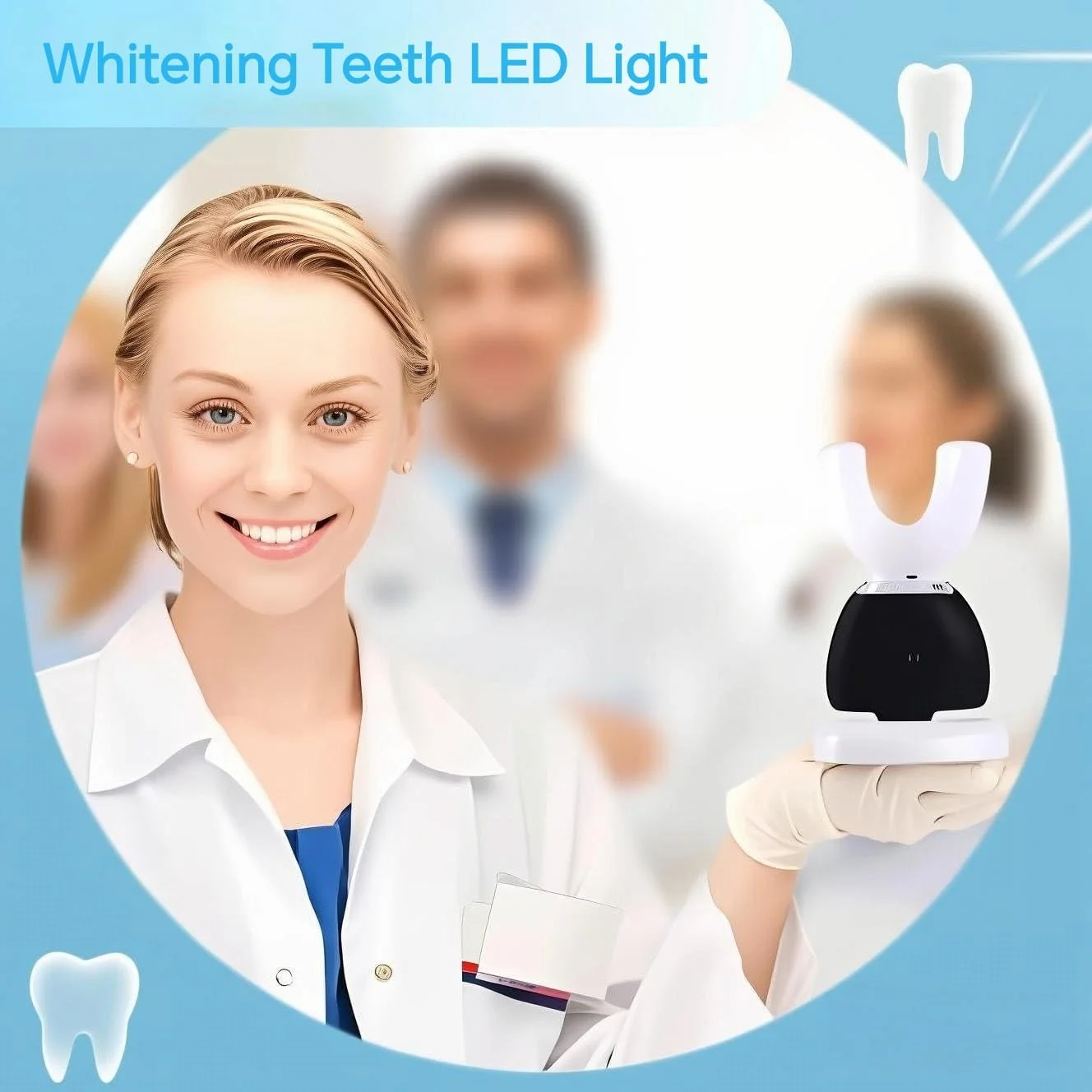 مسواک اتوماتیک، مسواک اولتراسونیک U شکل 360 درجه با نور آبی سفید کننده، مسواک کامل دهان ضد آب IPX7 برای بزرگسالان مسواک اتوماتیک، مسواک اولتراسونیک U شکل 360 درجه با نور آبی سفید کننده، مسواک کامل دهان ضد آب IPX7 برای بزرگسالان