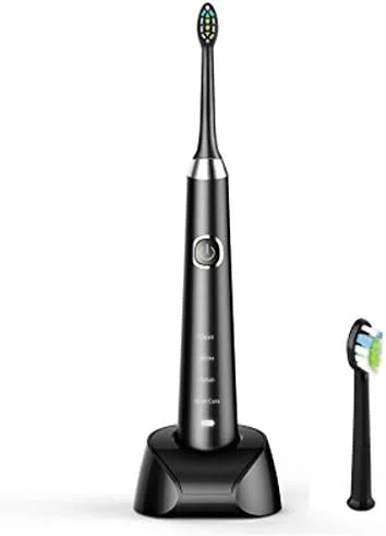 مسواک برقی، مسواک برقی با پاکسازی التراسونیک قدرتمند، 4 حالت اختیاری، 2 سر برس، 3 ساعت شارژ برای 30 روز، مسواک سفید کننده با تایمر 2 دقیقه ای