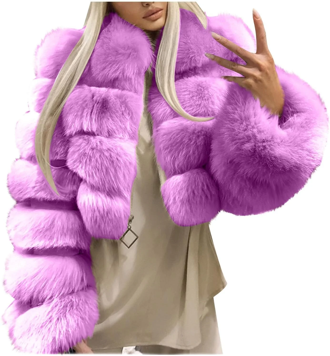 کت زنانه خز مصنوعی، ژاکت جلوباز، نیمتنه، یقه برگردان، زیپدار، ژاکتهای پشمالو، آستین بلند، لباس بیرونی گرم و شیک کت زنانه خز مصنوعی، ژاکت جلوباز، نیمتنه، یقه برگردان، زیپدار، ژاکتهای پشمالو، آستین بلند، لباس بیرونی گرم و شیک