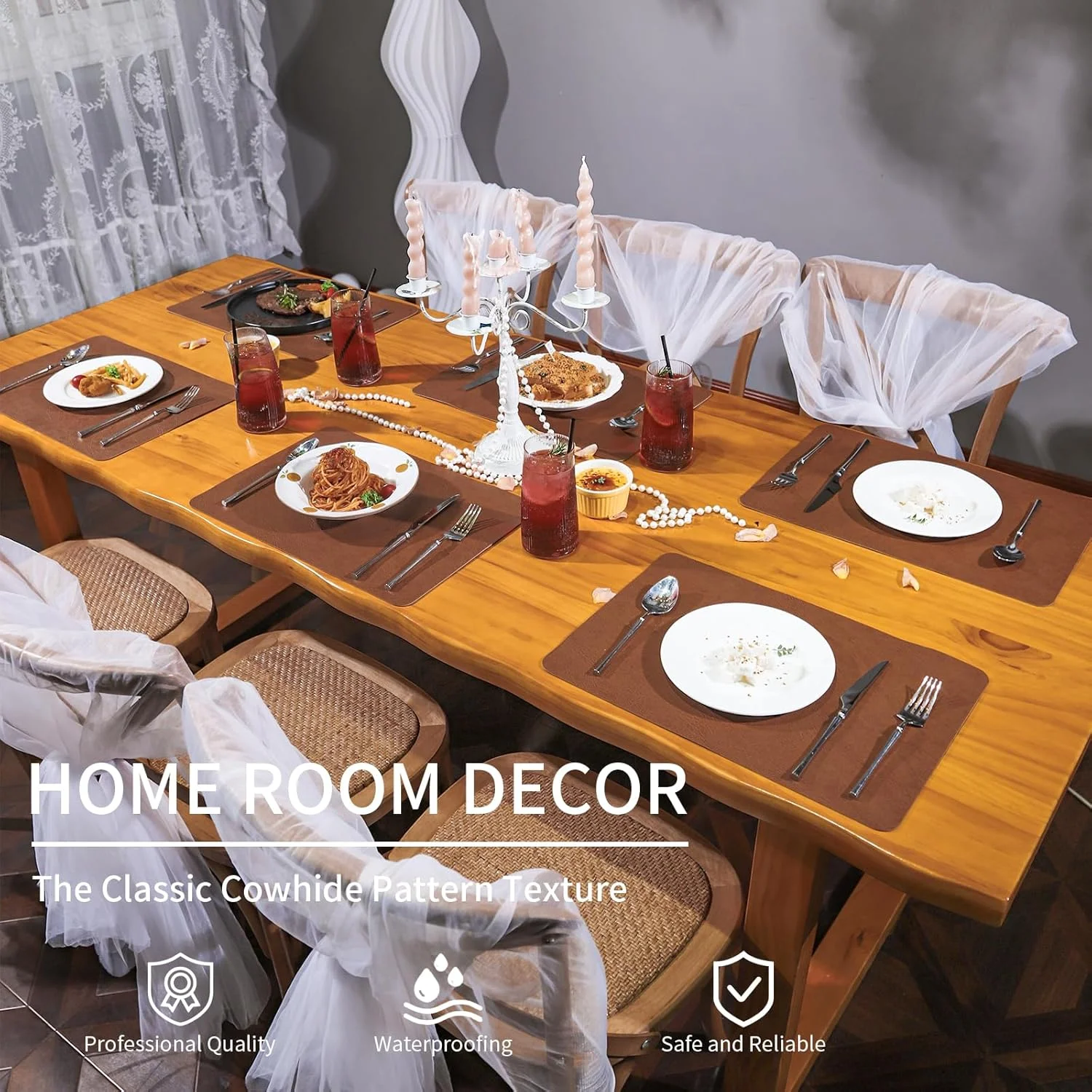 زیر بشقابی چرمی طرح پوست گاوی EDanle، ست 6 عددی، مقاوم در برابر حرارت، ضد لغزش، ضد آب، قابل شستشو، مناسب آشپزخانه و میز غذاخوری، دو طرفه، قهوه ای تیره زیر بشقابی چرمی طرح پوست گاوی EDanle، ست 6 عددی، مقاوم در برابر حرارت، ضد لغزش، ضد آب، قابل شستشو، مناسب آشپزخانه و میز غذاخوری، دو طرفه، قهوه ای تیره