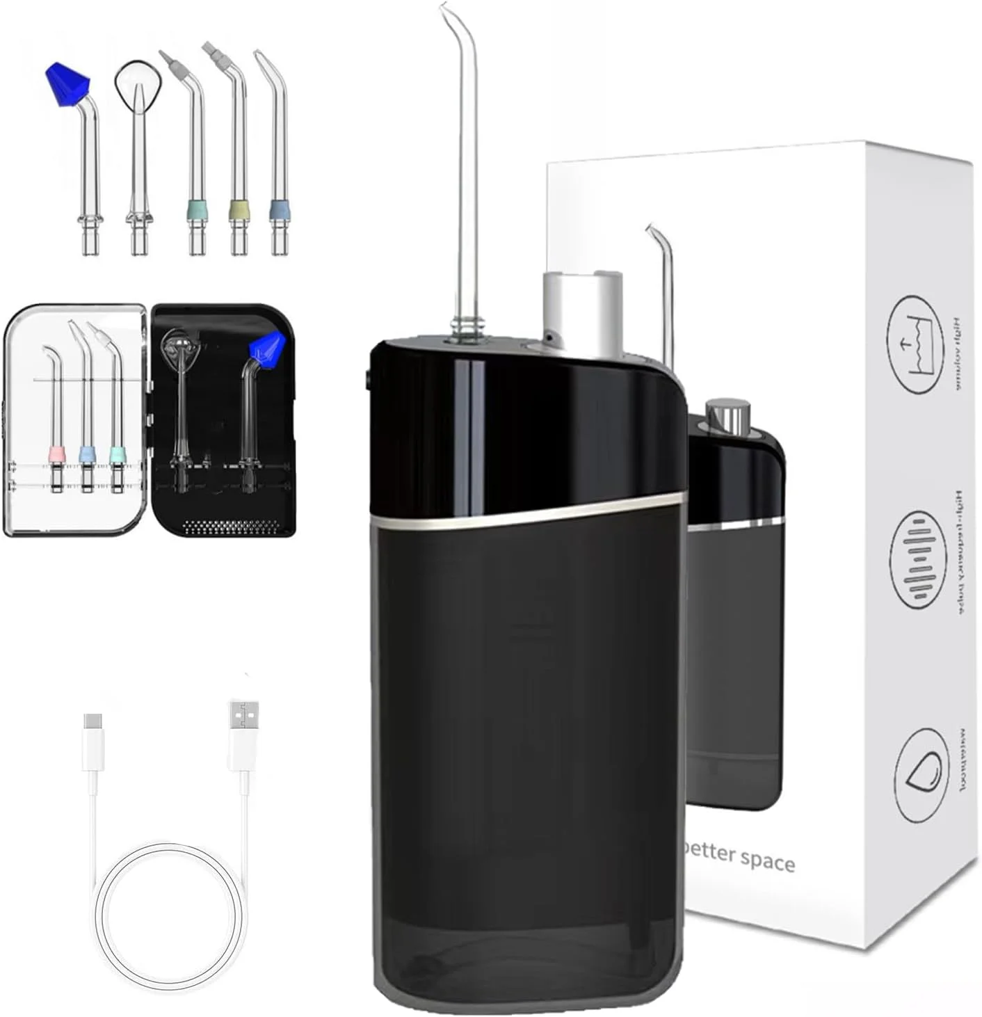 دستگاه شستشوی دهان و دندان ALLESM با فشار پالس بالا، مخزن 200 میلی لیتری، پاک کننده دندان با 3 فشار قابل تنظیم، طراحی بی سیم قابل حمل، 5 نازل خانگی، دستگاه شستشوی دهان و دندان حرفه ای دستگاه شستشوی دهان و دندان ALLESM با فشار پالس بالا، مخزن 200 میلی لیتری، پاک کننده دندان با 3 فشار قابل تنظیم، طراحی بی سیم قابل حمل، 5 نازل خانگی، دستگاه شستشوی دهان و دندان حرفه ای