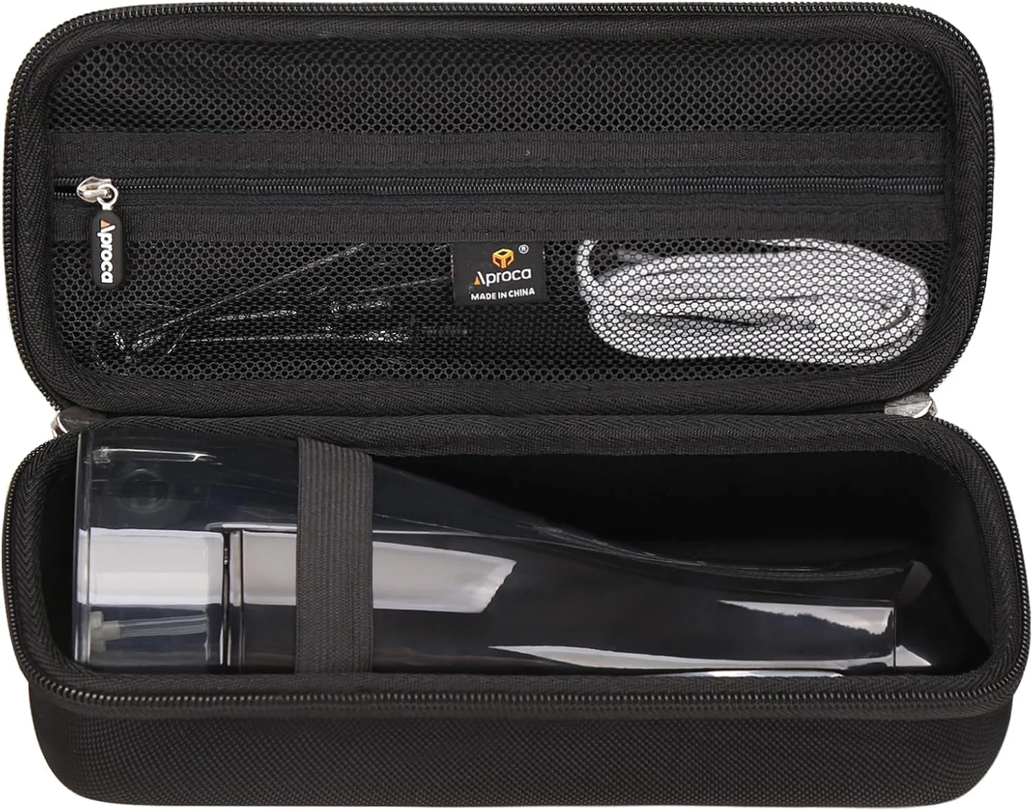 کیف محافظ سخت مشکی Aproca برای نخ دندان آبی COSLUS مدل F5020E و لوازم جانبی کیف محافظ سخت مشکی Aproca برای نخ دندان آبی COSLUS مدل F5020E و لوازم جانبی