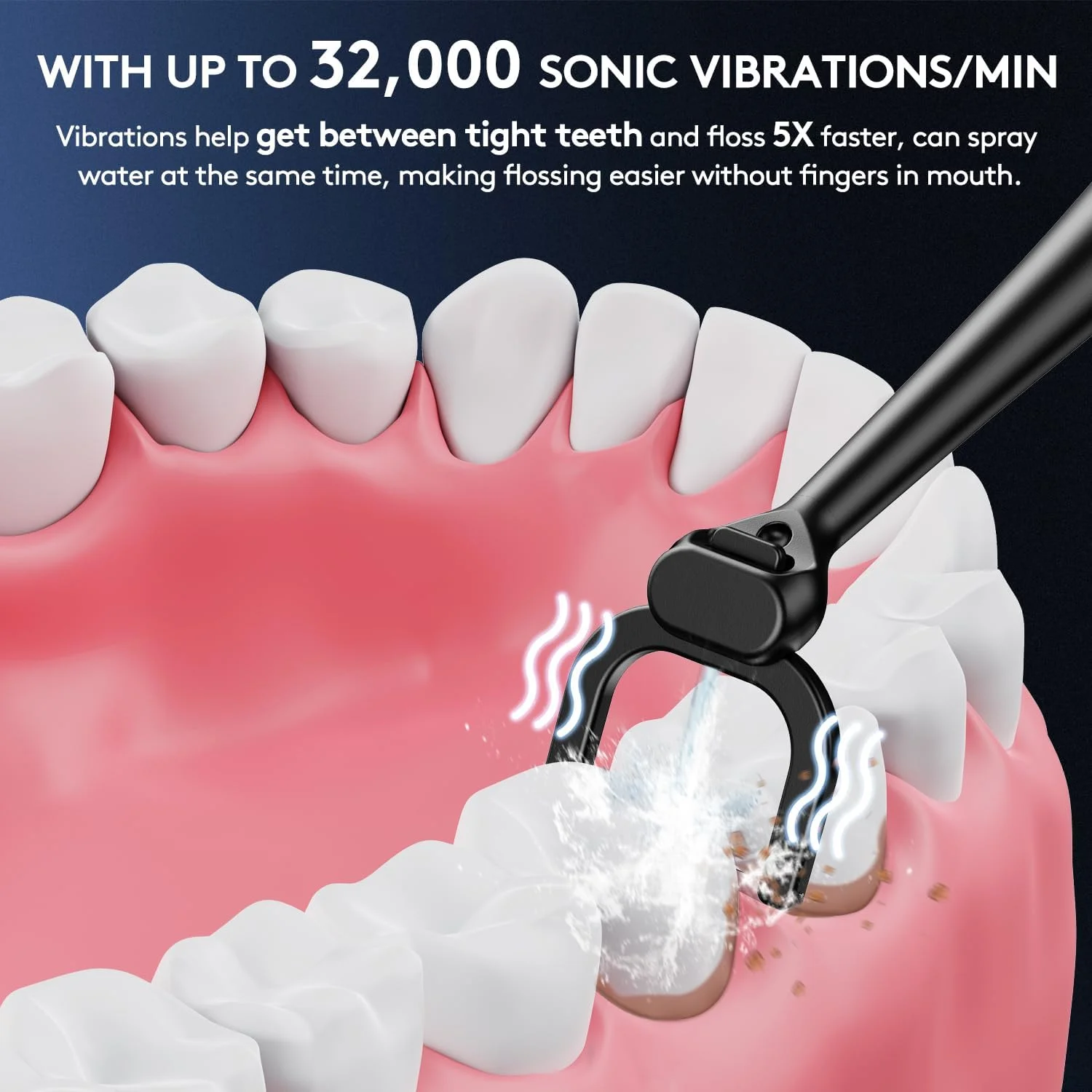 نخ دندان برقی AUSSNICE با 4 سرعت + 50 سری تعویضی - ترکیبی 3 در 1 نخ دندان برقی، مسواک برقی و دستگاه شستشوی دهان، جایگزین نخ دندان آبی