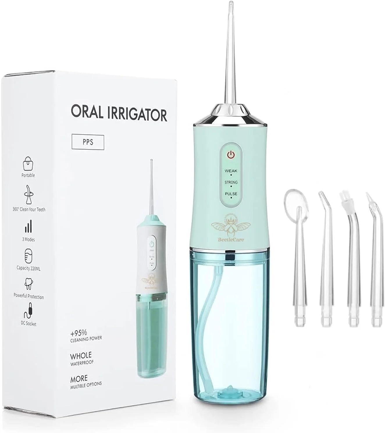 دستگاه شستشوی دهان و دندان BeetleCare بی سیم با 4 سری مختلف و 3 حالت فشار آب متفاوت (رنگ های مختلف)