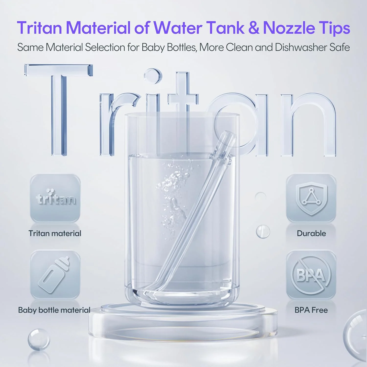 واتر فلاسر مسافرتی - واتر فلاسر قابل حمل و بدون سیم برای تمیز کردن دندان ها، لثه ها و ارتودنسی، دستگاه شستشوی دهان با 3 حالت، IPX7، کم صدا برای بزرگسالان و کودکان، لوازم ضروری کوچک مسافرتی، A30 Pro بنفش