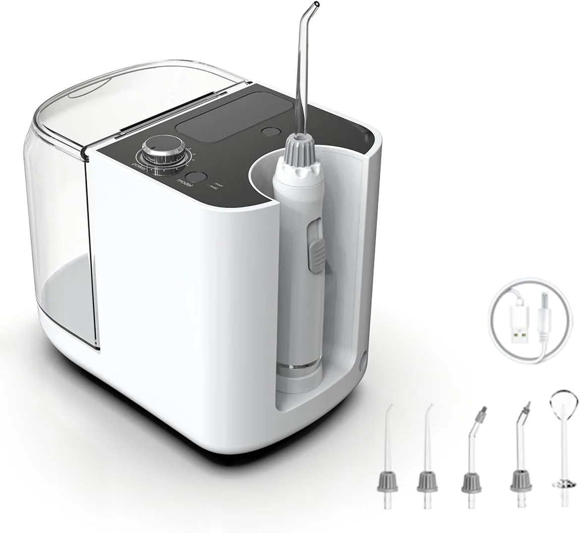 نسخه جدید دستگاه شستشوی دهان رومیزی با ظرفیت بزرگ 900 میلی لیتر، دستگاه حرفه ای شستشوی دهان آکواریوس با نور ضدعفونی کننده UV، آبیاری دهان برای دندان ها، لثه ها، ارتودنسی، مراقبت از دندان