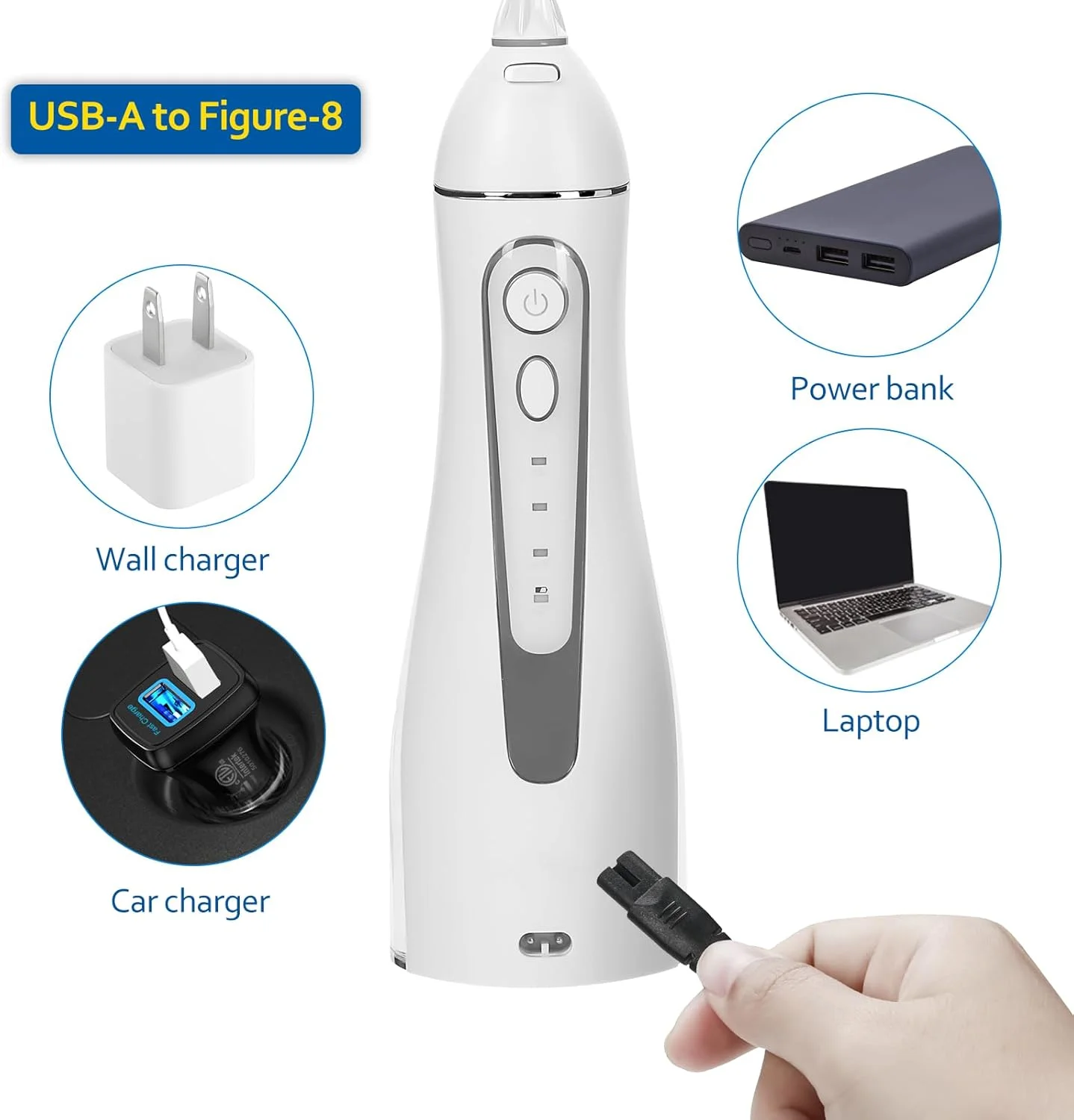 شارژر واتر فلاسر Cabor برای Nicwell، COSLUS، Oralfree، Nicefeel، MOSPRO، Aquasonic، Tovendor، Hangsun، Initio، McNaval، Zerhunt و Cremax