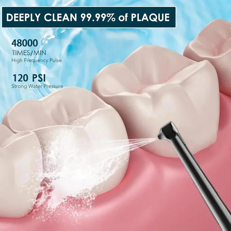 مسواک برقی Carepik با نخ دندان، مسواک پیشرفته 2 در 1 بدون سیم حرفه ای با نخ دندان، واحد مسواک (بسته 1 عددی) مشکی