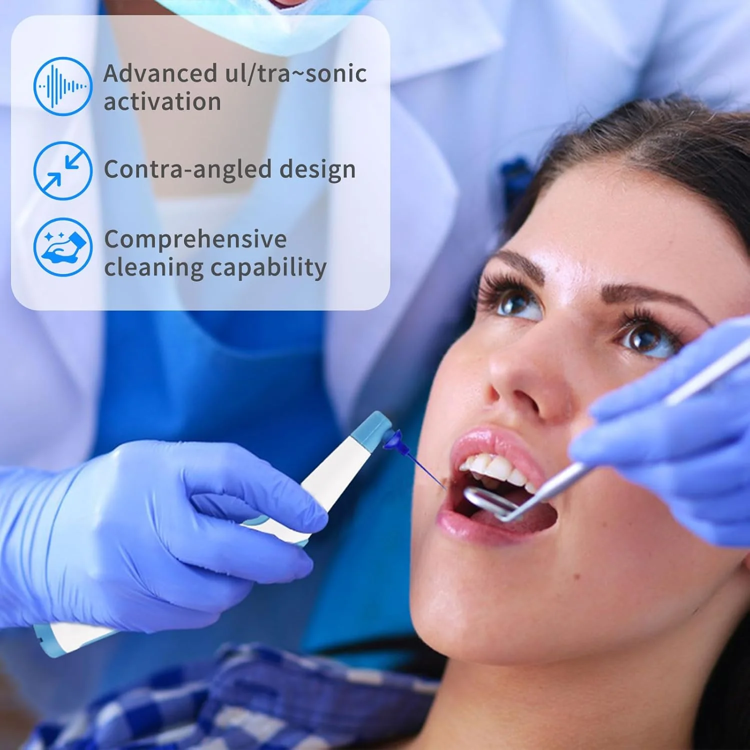 دستگاه پاک کننده الترا سونیک با 60 عدد سری، طراحی ارگونومیک مورب و نوسان سه سرعته سه بعدی، تمیز کننده آلودگی های داخلی، دارای چراغ نشانگر آبی