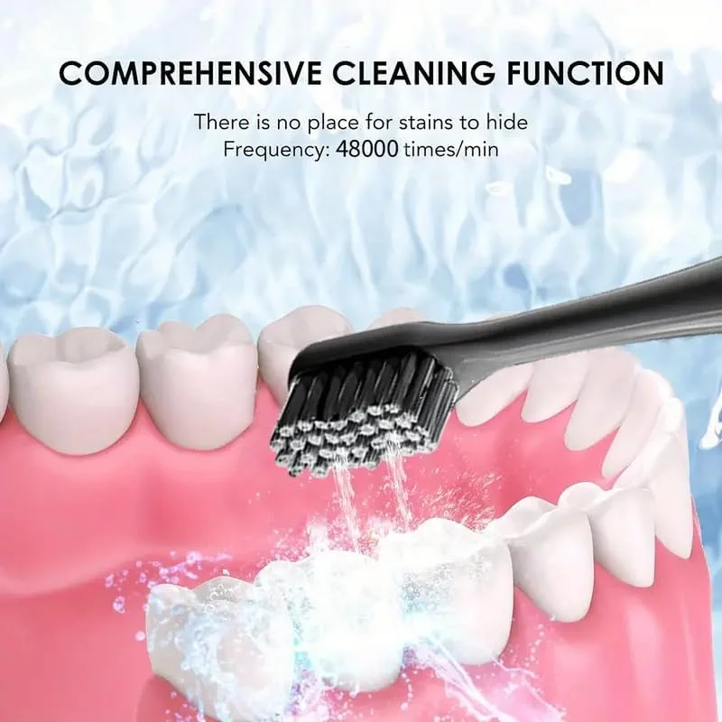 مسواک برقی Carepik با نخ دندان، مسواک پیشرفته 2 در 1 بدون سیم حرفه ای با نخ دندان، واحد مسواک (بسته 1 عددی) مشکی