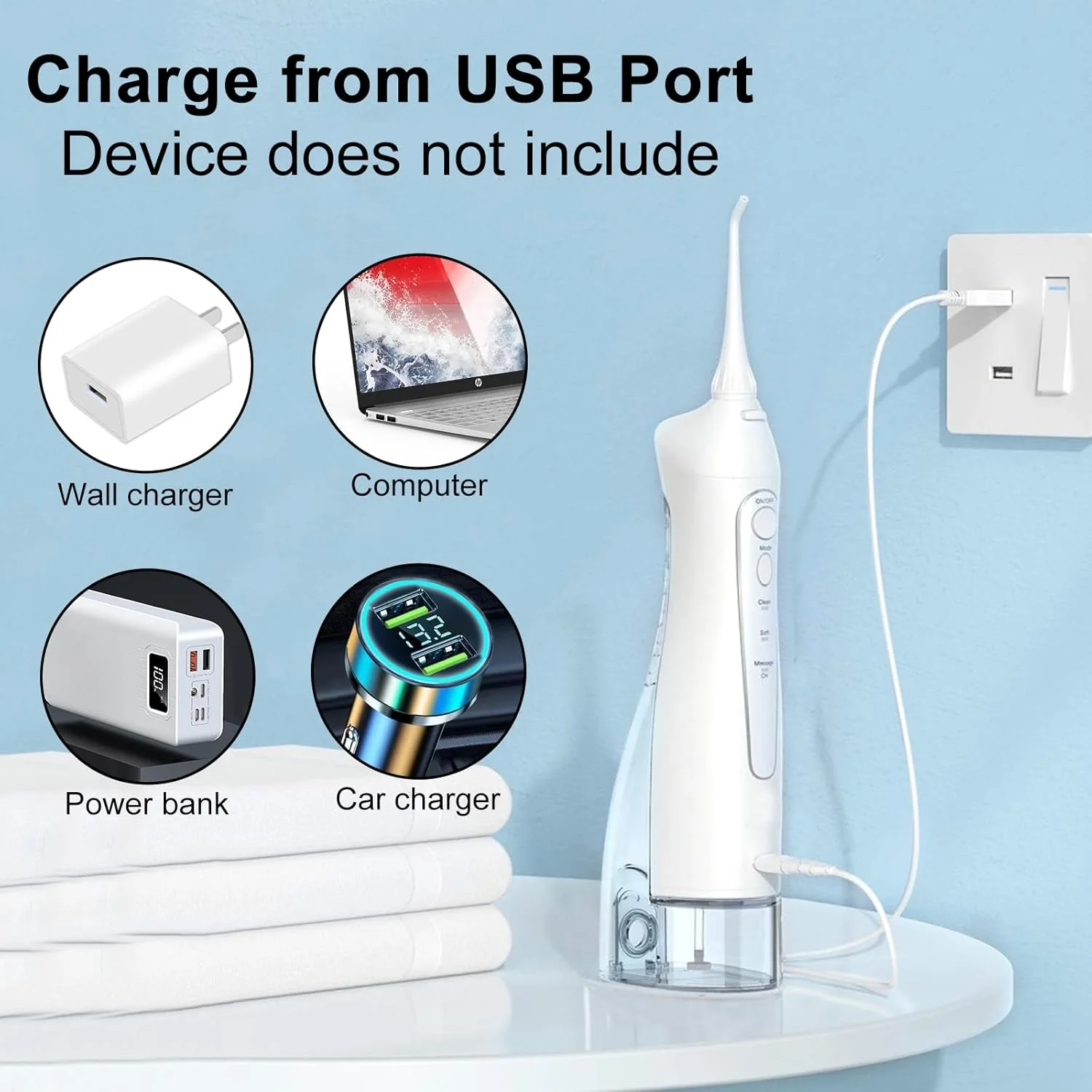 کابل شارژ USB برای دستگاه های نخ دندان آبی نیکول، فِیری‌ویل، آکواسونیک، ماسپرو، نایس‌فیل، زرهانت، اورال‌فری، واتر فلاس، تووندور، هنگسان، اینیتو، مک‌ناول، کرمکس و قطعات جایگزین سیم شارژ USB (سفید)…