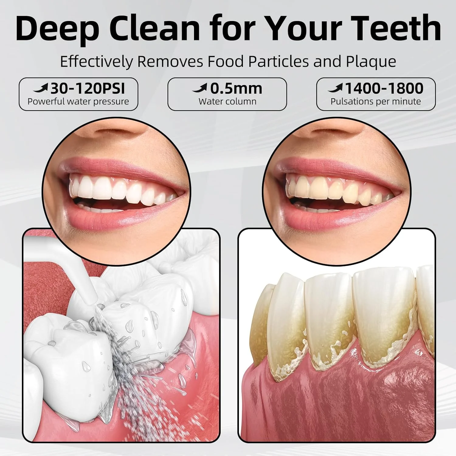 واتر فلاسر برای تمیز کردن دندان، دستگاه آبیاری دهان و دندان بی سیم حرفه ای با 5 حالت و 4 سری جت، قابل شارژ USB-C، ضد آب IPX7، مناسب برای استفاده در خانه و مسافرت