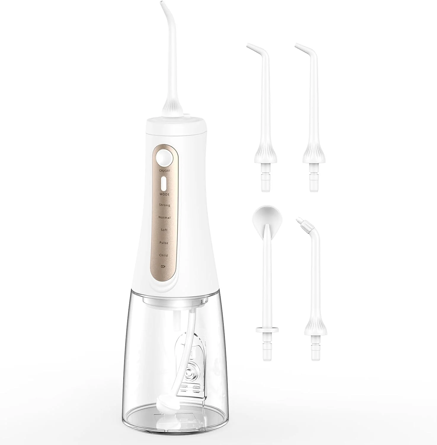 واتر فلاسر برای تمیز کردن دندان، دستگاه آبیاری دهان و دندان بی سیم حرفه ای با 5 حالت و 4 سری جت، قابل شارژ USB-C، ضد آب IPX7، انتخاب کننده دندان آبی برای مسافرت و منزل