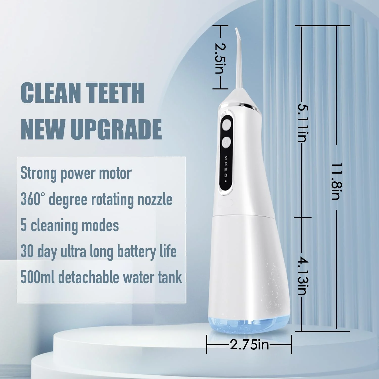 واترجت دهانشویه بی‌سیم پیشرفته 2.0، 500 میلی‌لیتری، قابل حمل، شارژی، ضد آب