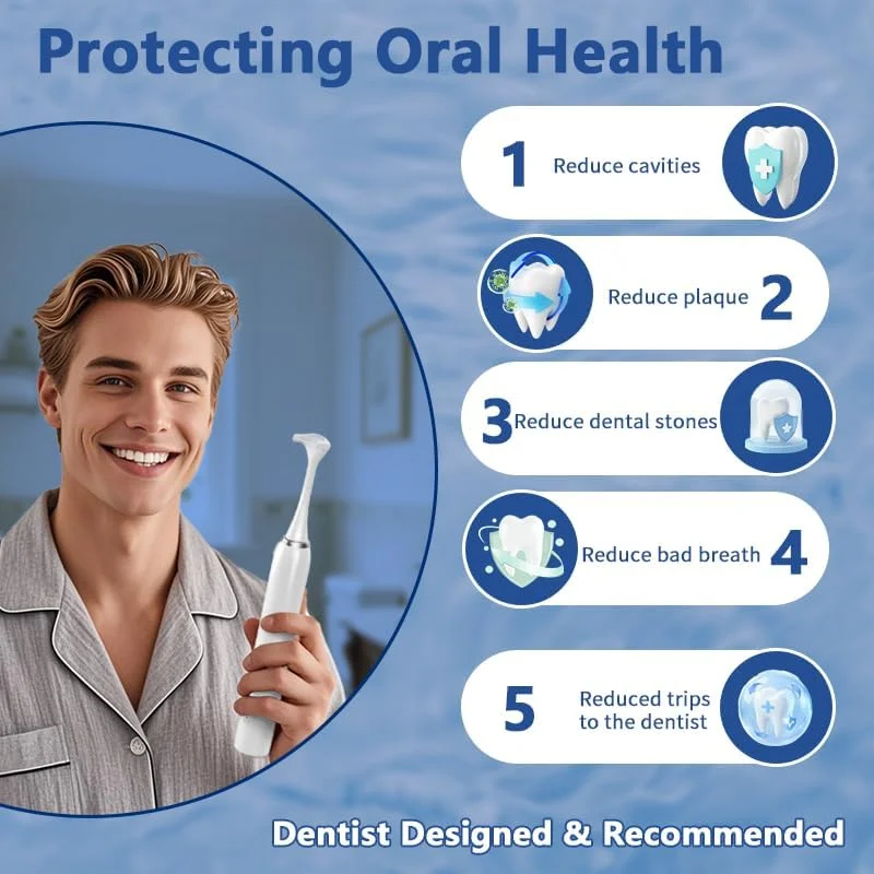 دستگاه نخ دندان برقی Chilmax - نخ دندان کشیدن التراسونیک قابل شارژ با 4 سرعت به همراه 50 سری تعویضی، ابزار تمیز کننده دندان قابل حمل برای مراقبت ملایم از لثه و تمیز کردن زبان، مناسب برای آقایان و بانوان