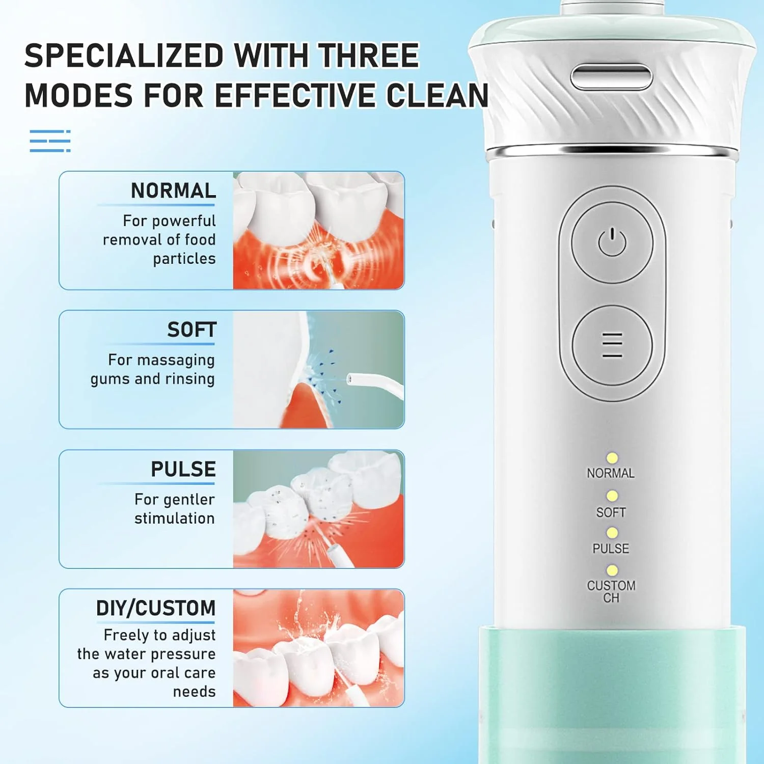واتر فلاسر مسافرتی هنگسان، مینی وایرلس، تمیز کننده دندان قابل حمل HOC600، نخ دندان برقی ضد آب IPX7، مخزن آب تلسکوپی، 6 سری جت برای مراقبت از ارتودنسی و بریج