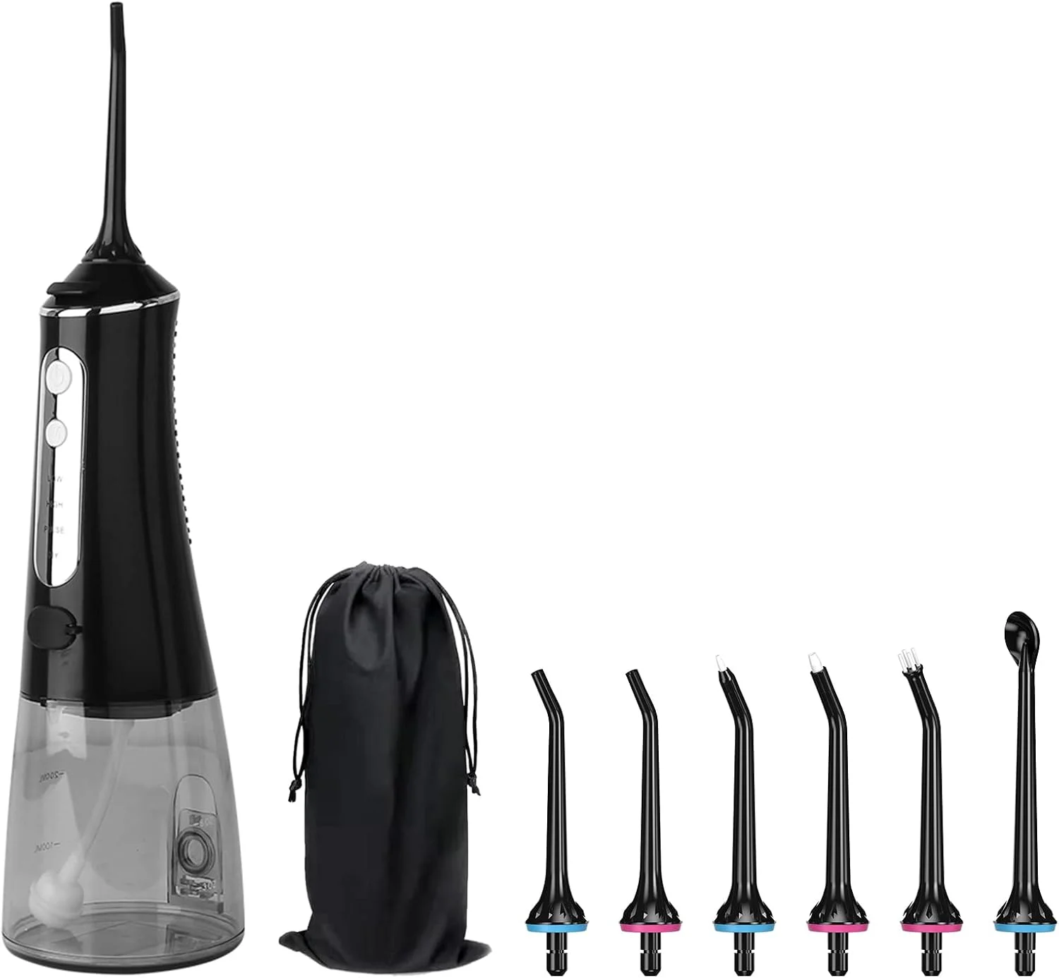 دستگاه شستشوی دهان و دندان بی سیم با حالت DIY، مخزن آب 300 میلی لیتری، ضد آب IPX7، قابل حمل، شارژ USB، تمیز کننده دندان برای مسافرت، خانه، دفتر کار با 6 عدد نازل و کیف ضد آب