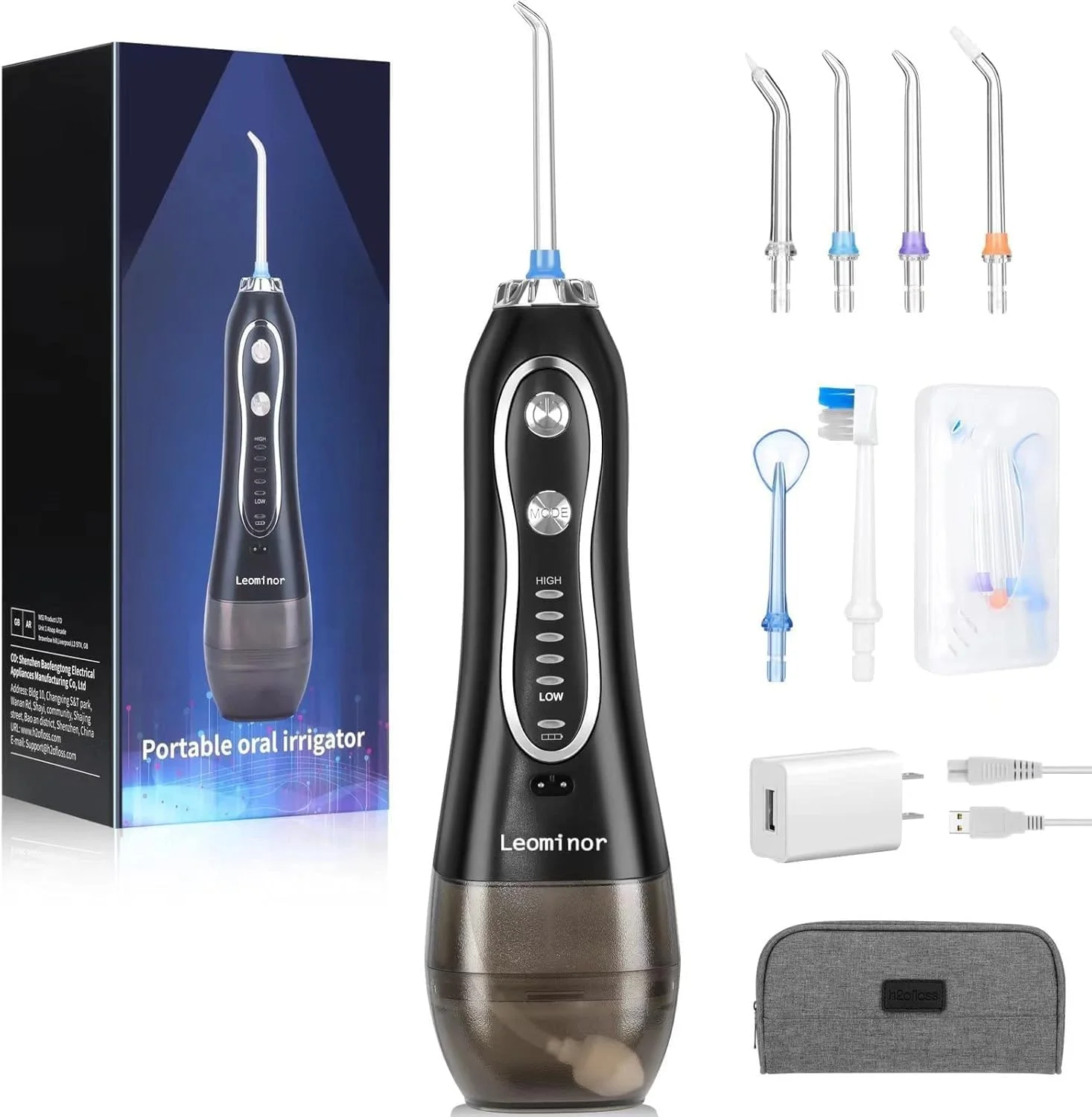 واتر فلاسر بی سیم، 5 حالت، 6 نازل، مخزن 300 میلی لیتری، IPX7، مشکی