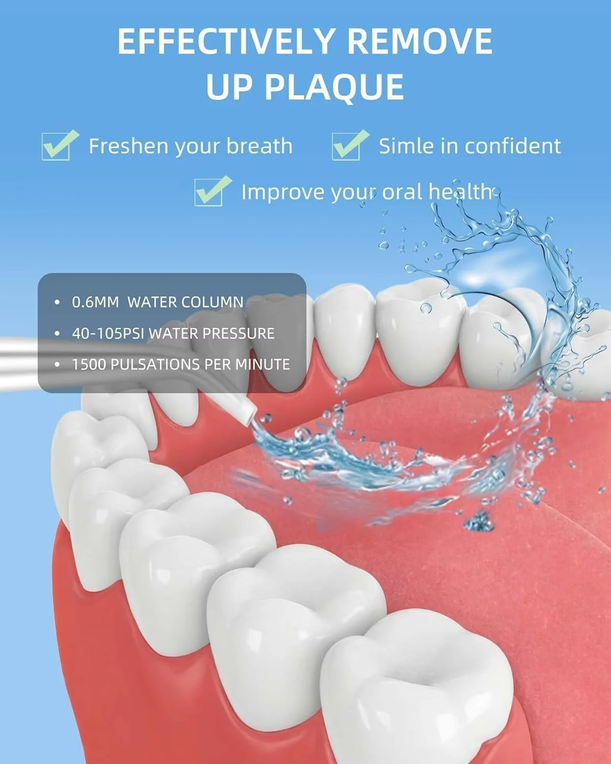 واتر فلاسر بی سیم با 3 حالت، ضد آب IPX7 با مخزن 300 میلی لیتری، عمر باتری 15 روزه، قابل شارژ با باتری 1000 میلی آمپر ساعتی برای خانه و مسافرت، مشکی