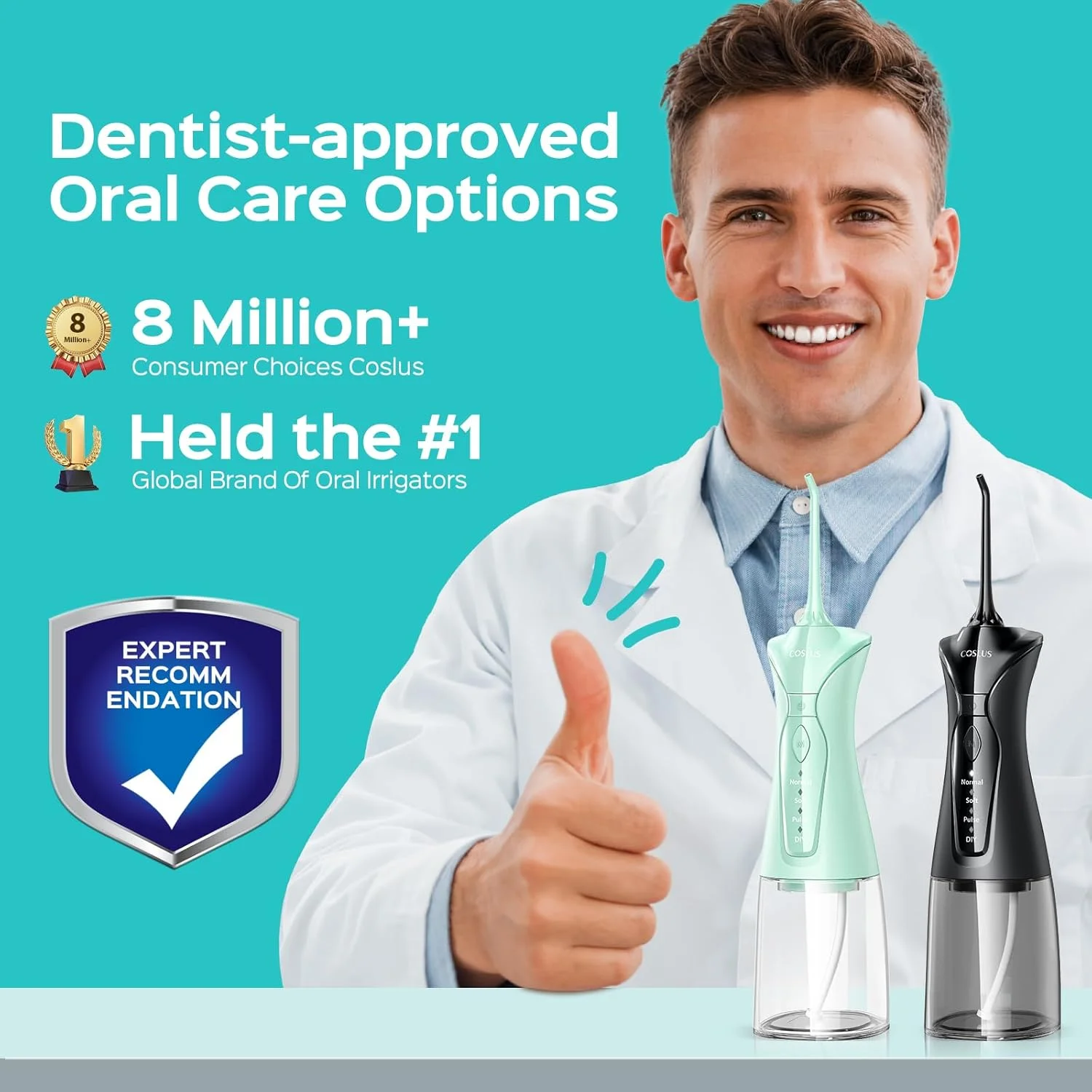 مجموعه دو عددی نخ دندان آبی COSLUS برای دندان: ست پیک دندان آبی با بسته بندی نفیس برای زوج ها و دوستان، 3 حالت و 8 سطح قابل تنظیم برای لثه های حساس و ارتودنسی، ایده آل برای استفاده خانوادگی، مشکی و سبز