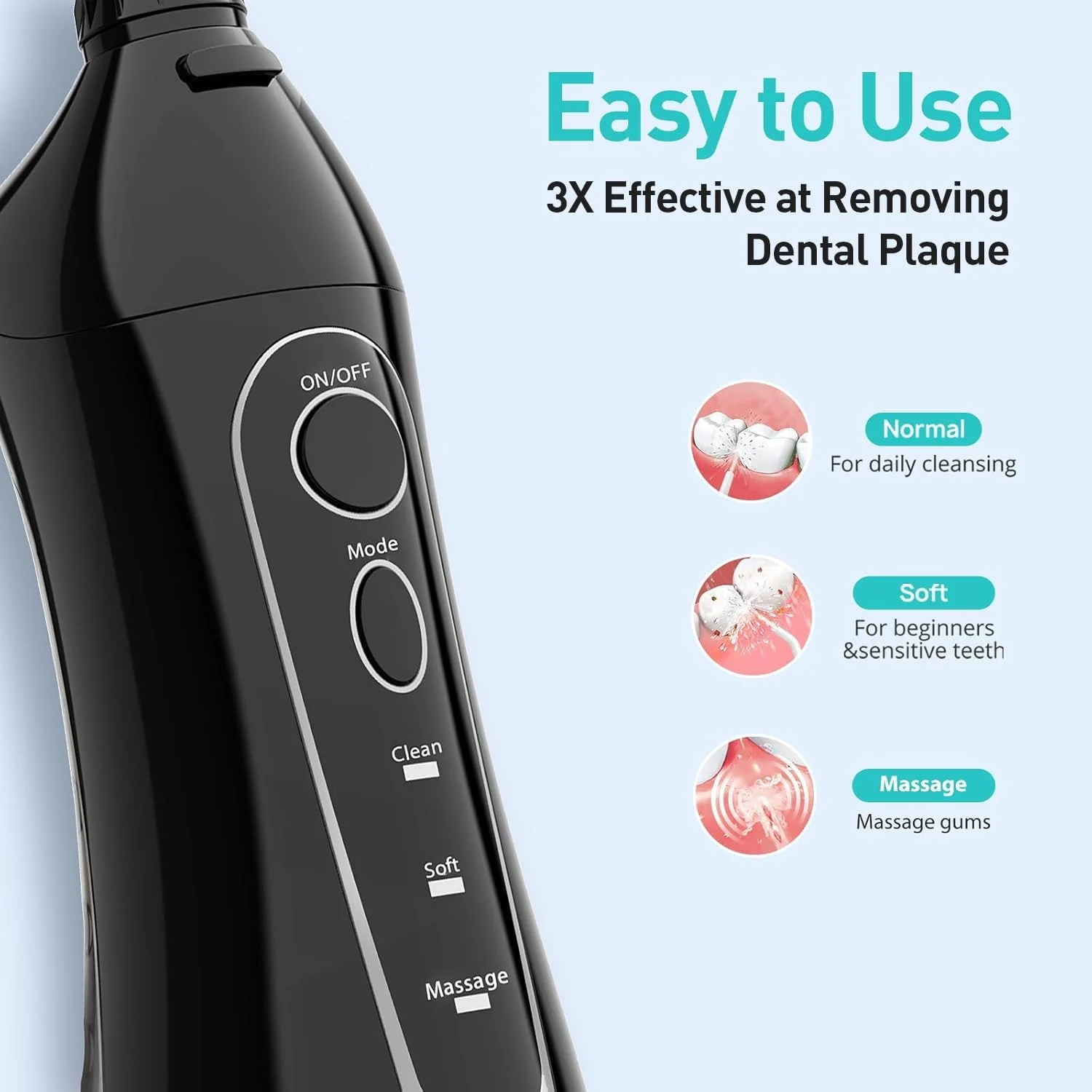 دستگاه شستشوی دهان و دندان کاسلوس: حجم 300 میلی لیتر، مناسب برای تمیز کردن دندان ها، ارتودنسی، براکت ها و لثه های حساس، بی سیم و قابل حمل برای مسافرت، ضد آب IPX7، مناسب برای بزرگسالان، نوجوانان و استفاده خانوادگی، همراه با 4 سری