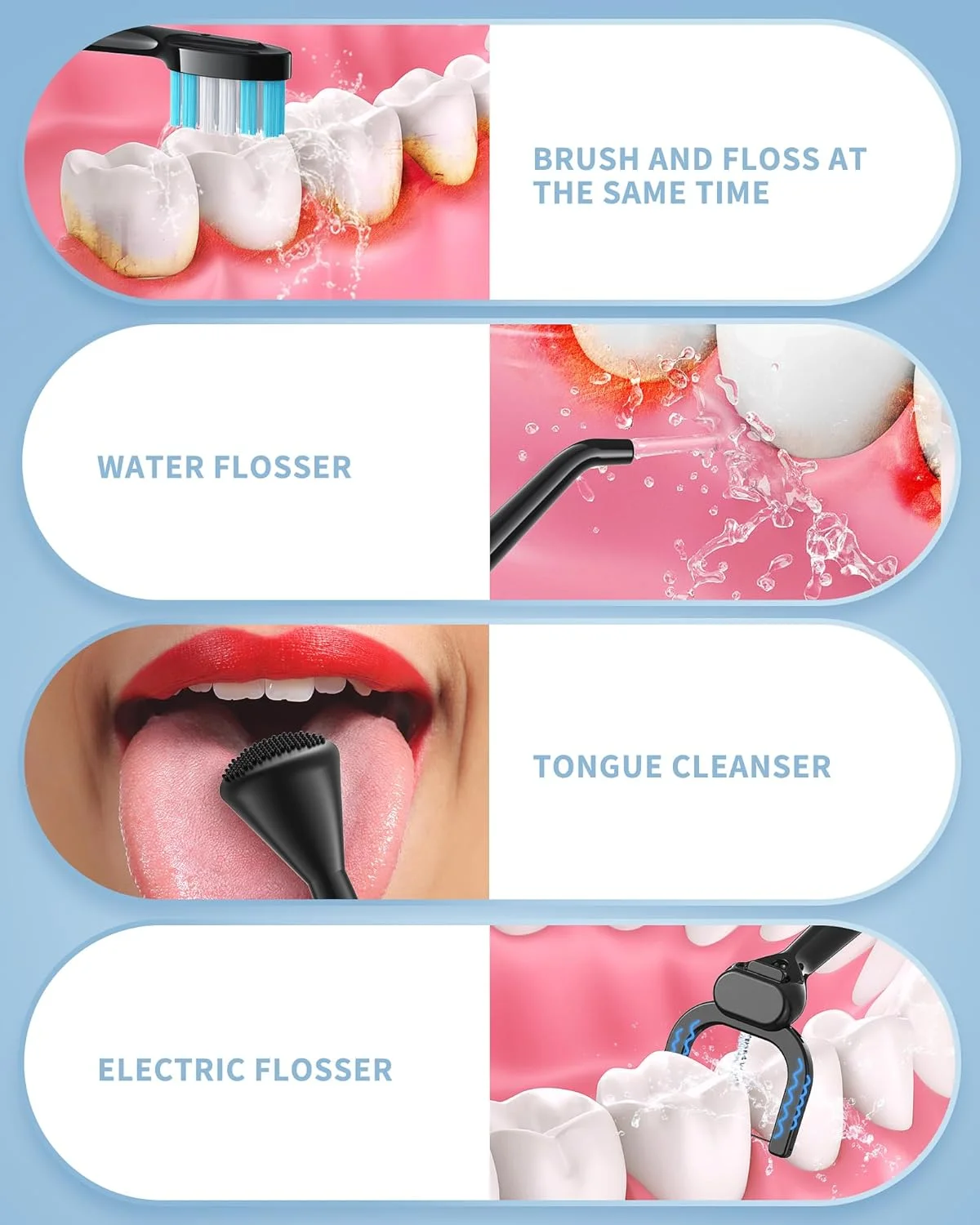 مسواک برقی با نخ دندان آبی، ست 3 در 1 مسواک بی سیم و نخ دندان آبی برای استفاده های متعدد، مسواک نخ دندان قابل حمل برای مسافرت و خانه، مجموعه 10 عددی، مشکی مسواک برقی با نخ دندان آبی، ست 3 در 1 مسواک بی سیم و نخ دندان آبی برای استفاده های متعدد، مسواک نخ دندان قابل حمل برای مسافرت و خانه، مجموعه 10 عددی، مشکی