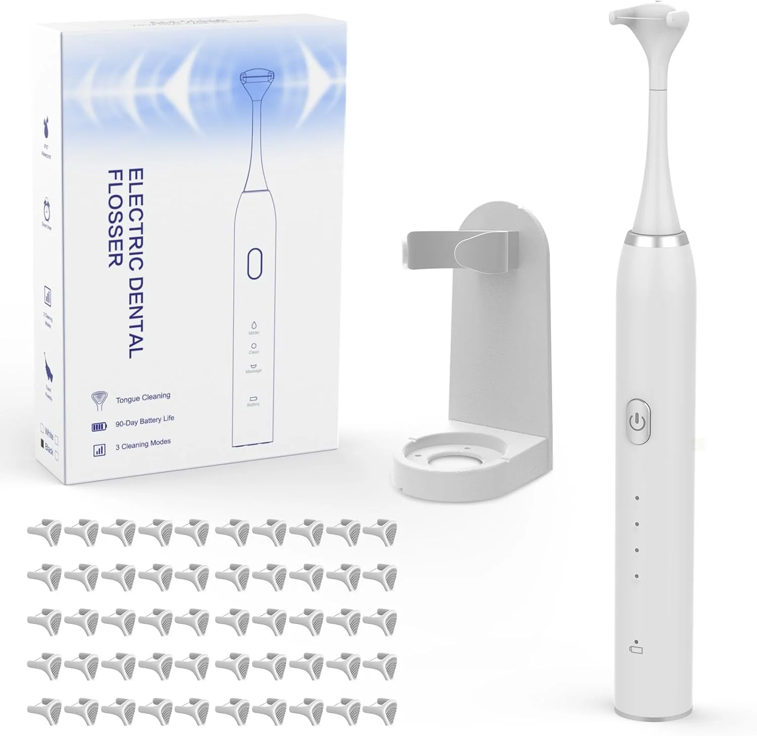 نخ دندان برقی با ۵۰ سری تعویضی و سینی نگهداری، ۴ حالت، نخ دندان برقی قابل شارژ ۸۰۰ میلی آمپر ساعتی برای مراقبت از لثه و دندان نخ دندان برقی با ۵۰ سری تعویضی و سینی نگهداری، ۴ حالت، نخ دندان برقی قابل شارژ ۸۰۰ میلی آمپر ساعتی برای مراقبت از لثه و دندان