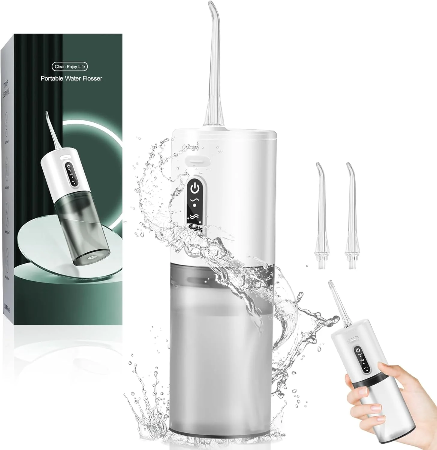 دستگاه نخ دندان آبی برقی بی سیم برای دندان ها، 3 حالت، 2 سری قابل تعویض، 300 میلی لیتر، IPX7 ضد آب، مناسب منزل و مسافرت دستگاه نخ دندان آبی برقی بی سیم برای دندان ها، 3 حالت، 2 سری قابل تعویض، 300 میلی لیتر، IPX7 ضد آب، مناسب منزل و مسافرت